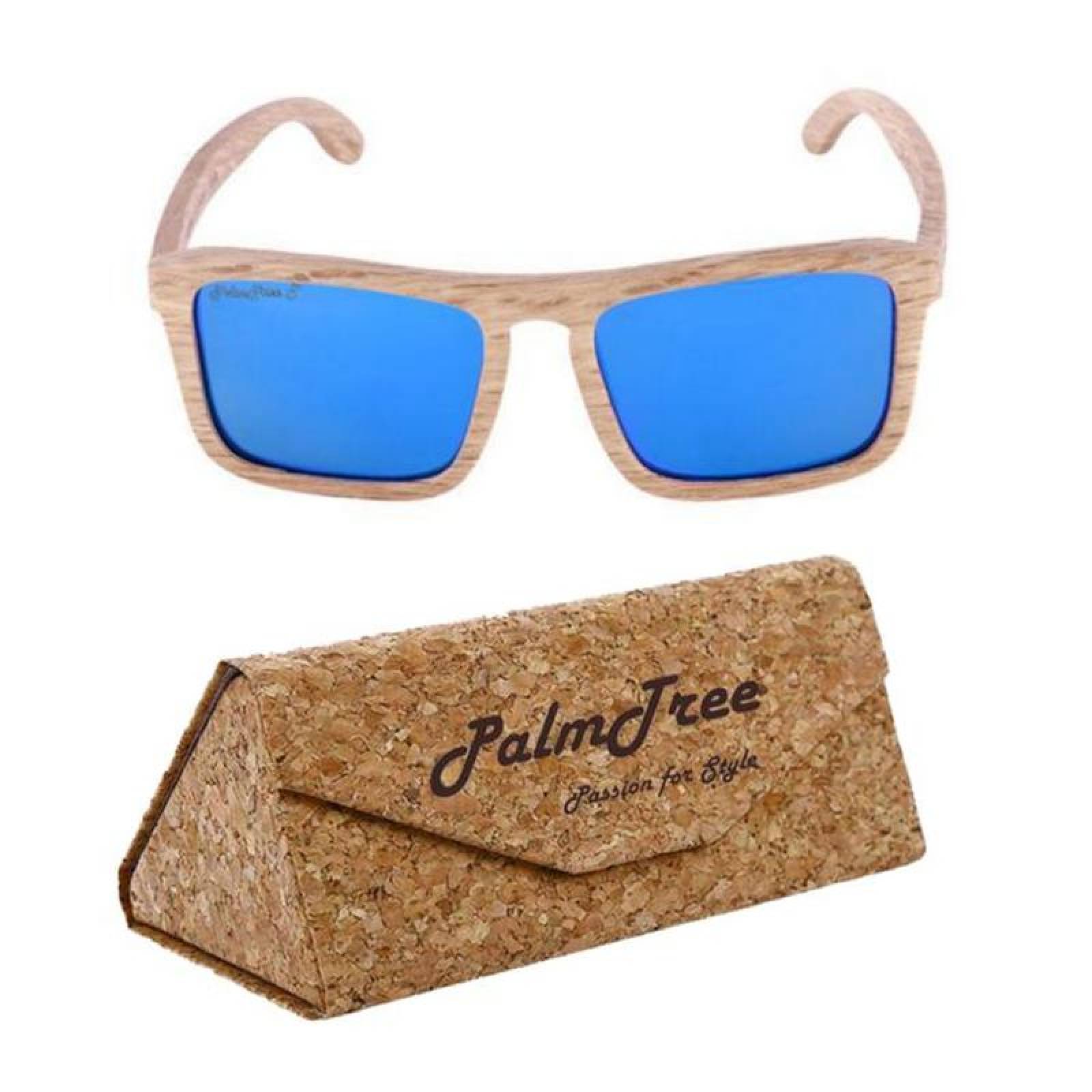 Lentes con Madera Marrón PalmTree MXSPI-003-6 Blue PolarizadomasUV400 Marco de Madera Roots Polarized