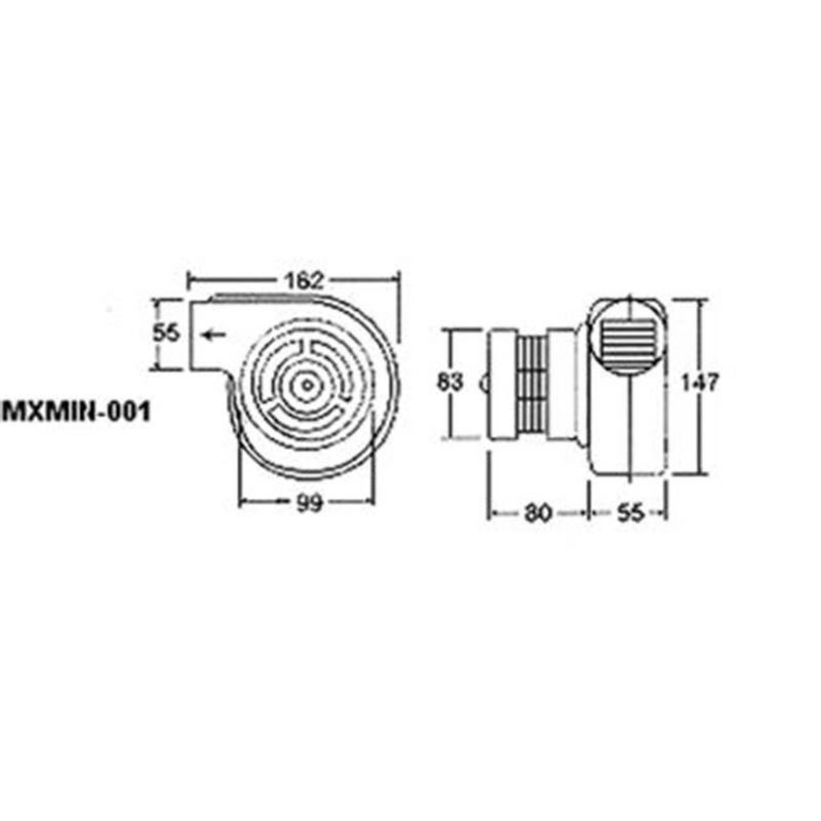 Mini Extractor Centrifugo VentDeot MXMIN-001-3 Rotor Jaula Ardilla 4" Diámetro 153m3hr 3000RPM 127V 0,76A 160HP 60Hz 45dB, MiniBlower