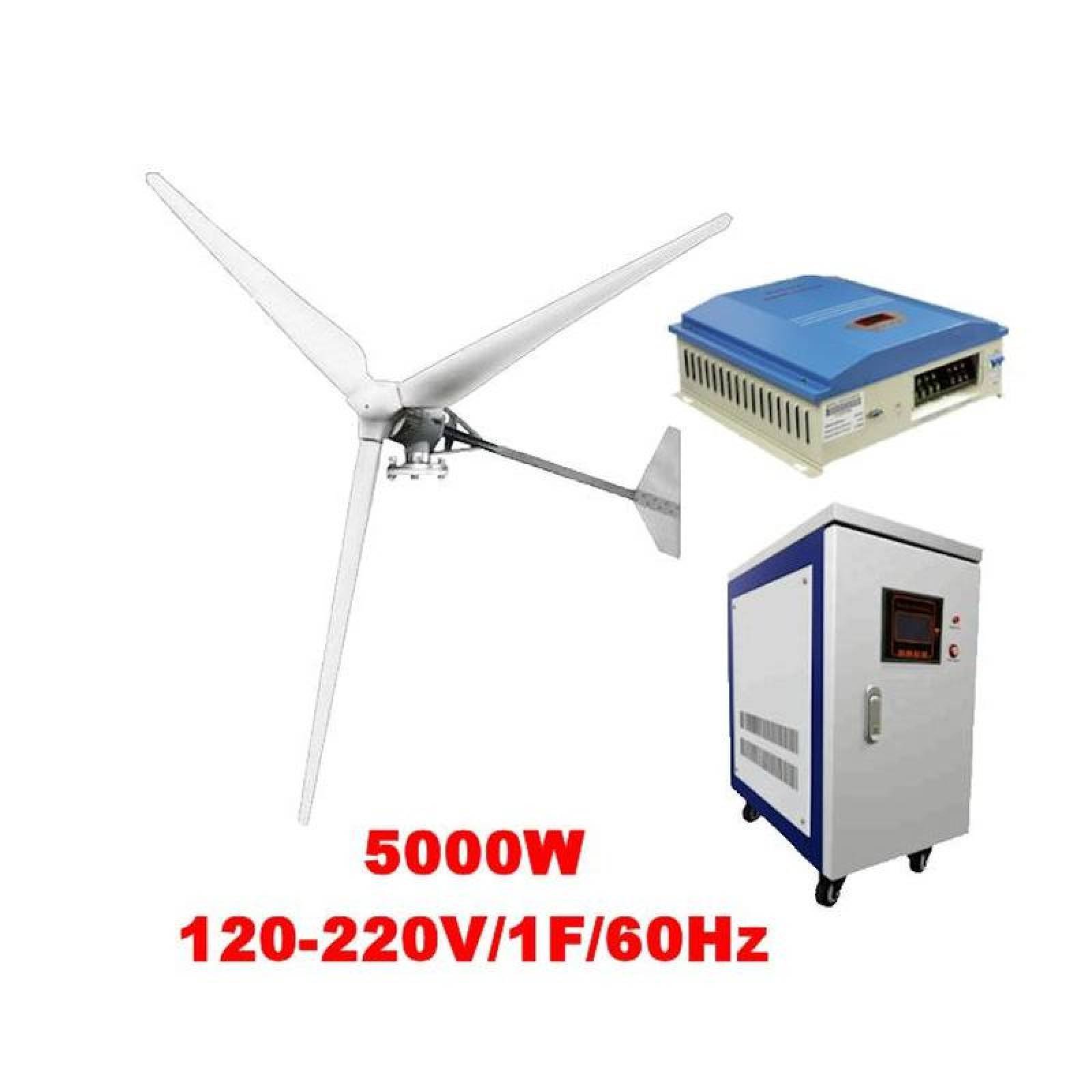 Kit Generador Eólico Horizontal, MXFLT-001-1, Generador 5000W, 120V,  Vientos de 3 a 45m/s