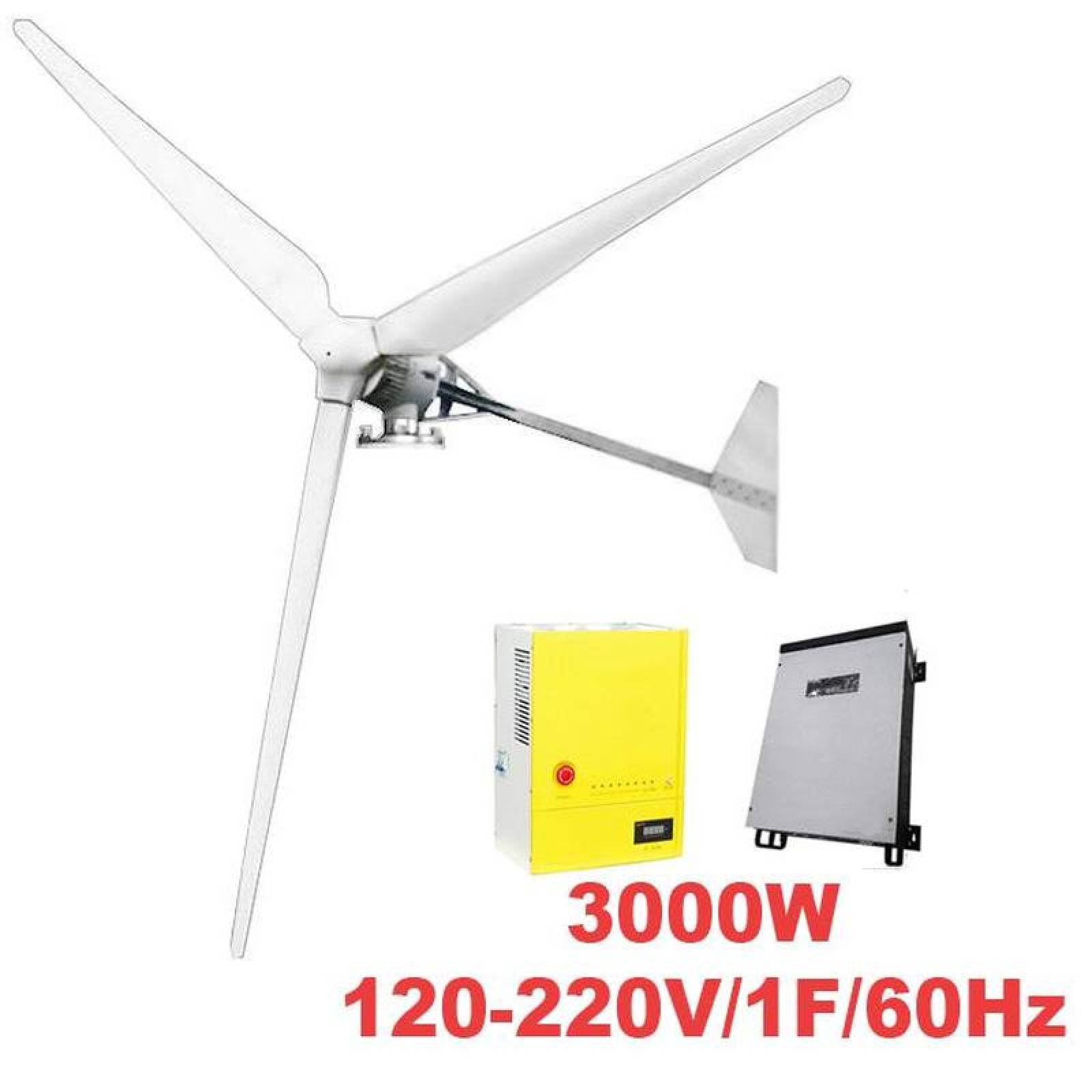 Kit de Generador Solar, MXDEK-001-26, Generador 3000W, 220V, Vientos de 3 a 45m/s, 3 Aspas, -40C a 80C, Controlador 3Kw, 220V, Inversor 3Kw, 120- 220 V, 1F, 60Hz, On Grid., EngineKit