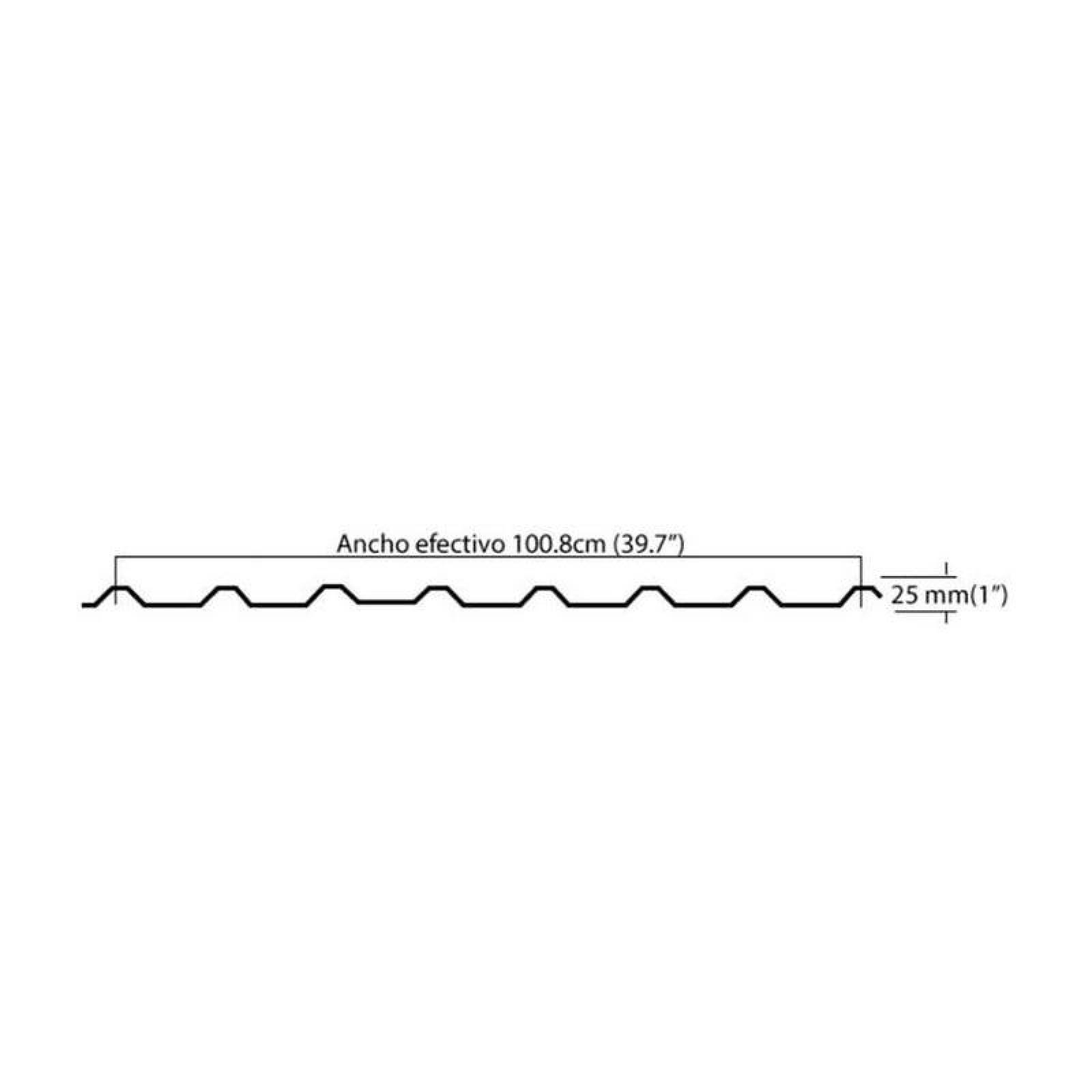 Lamina R-101 para Techo, MXCUG-025, 1x3.66m, Calibre 22, Perfil R-101, Material Galvanizado, Color Gris Metálico, Peralte 3.81 cm, 1Pza, R-101 Galvanizado