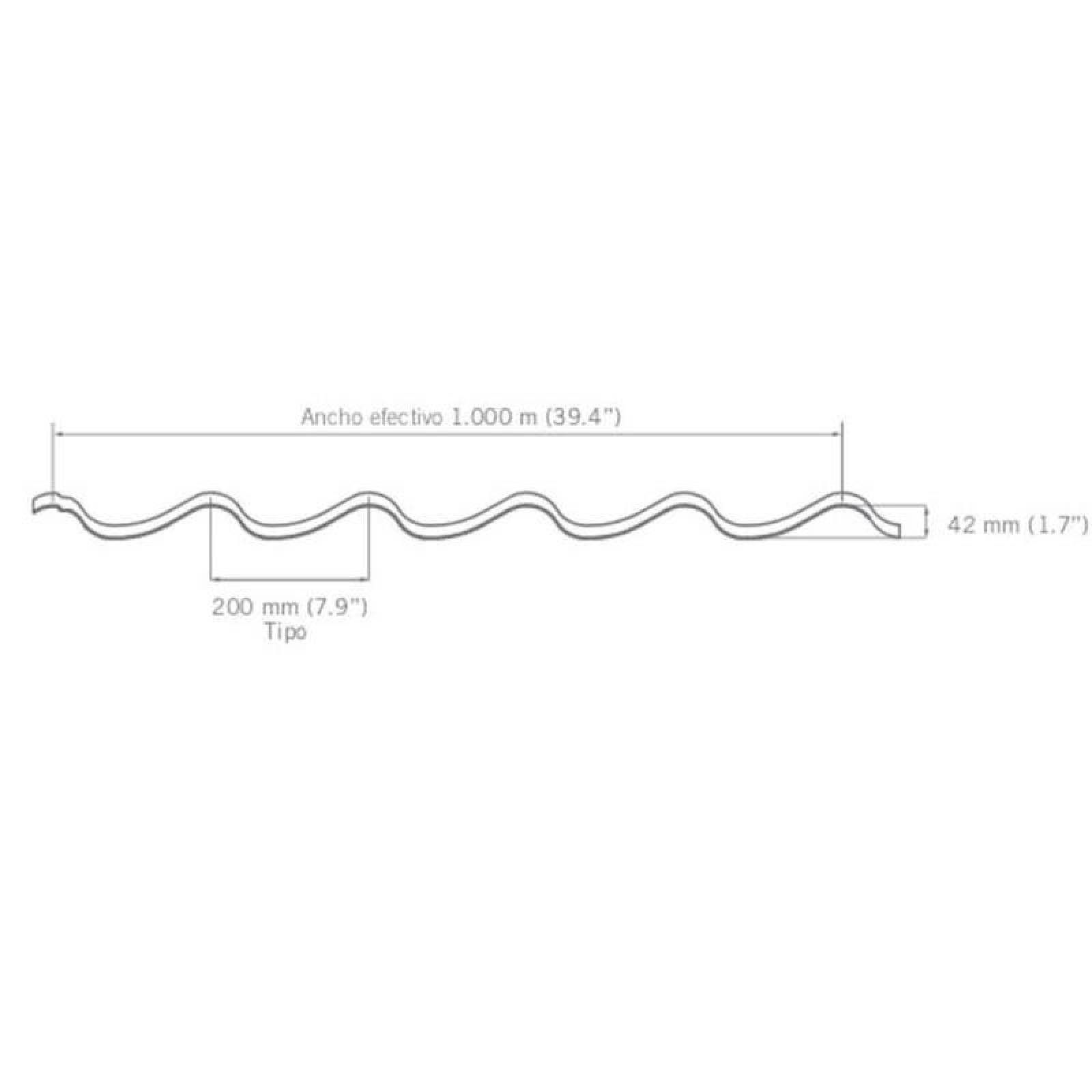 Lamina para Techo Acanalada, MXGTG-008, 0.98x4.88m, Calibre: 26, Galvateja, Material: Acero, Acabado: Rojo, Peralte: 4.31 cm, 5Pzs, GalvaTejaPro