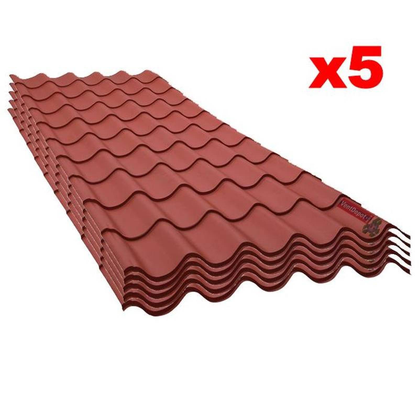 Acanalados para Casa Tipo Teja, MXGTG-012, 0.98x6.10m, Calibre: 26, Galvateja, Material: Acero, Acabado: Rojo, Peralte: 4.31 cm, 5Pzs, GalvaTejaPro