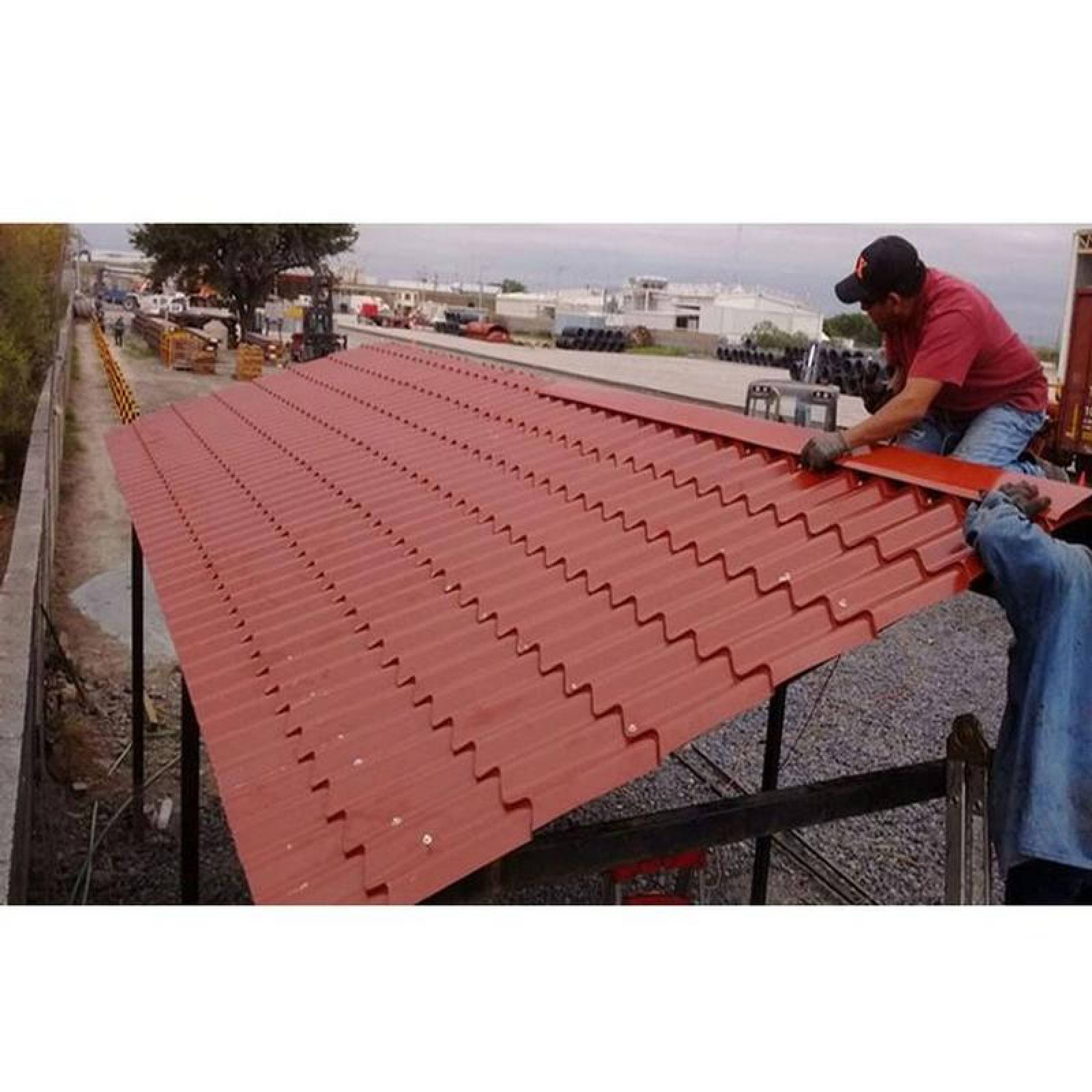 Acanalados para Casa Tipo Teja, MXGTG-012, 0.98x6.10m, Calibre: 26, Galvateja, Material: Acero, Acabado: Rojo, Peralte: 4.31 cm, 5Pzs, GalvaTejaPro