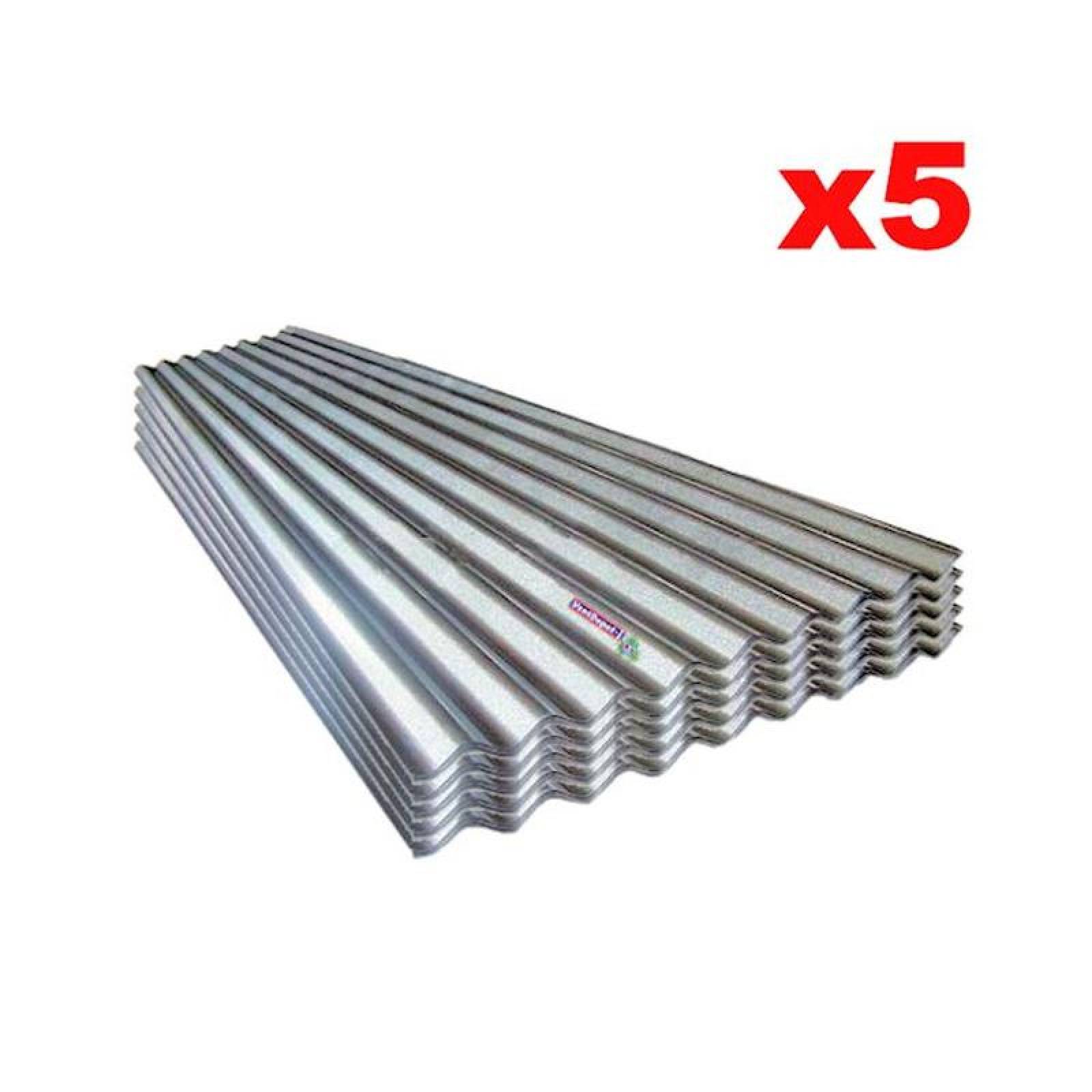 Lamina para Techo Color Metalico, MXZTA-034, 1.03x6.10m, Calibre 26, Perfil O-30, Material: Acero con Acabado Zintro Alum, Peralte 1.9cm, 5Pzas, O-30 Zintro Alum