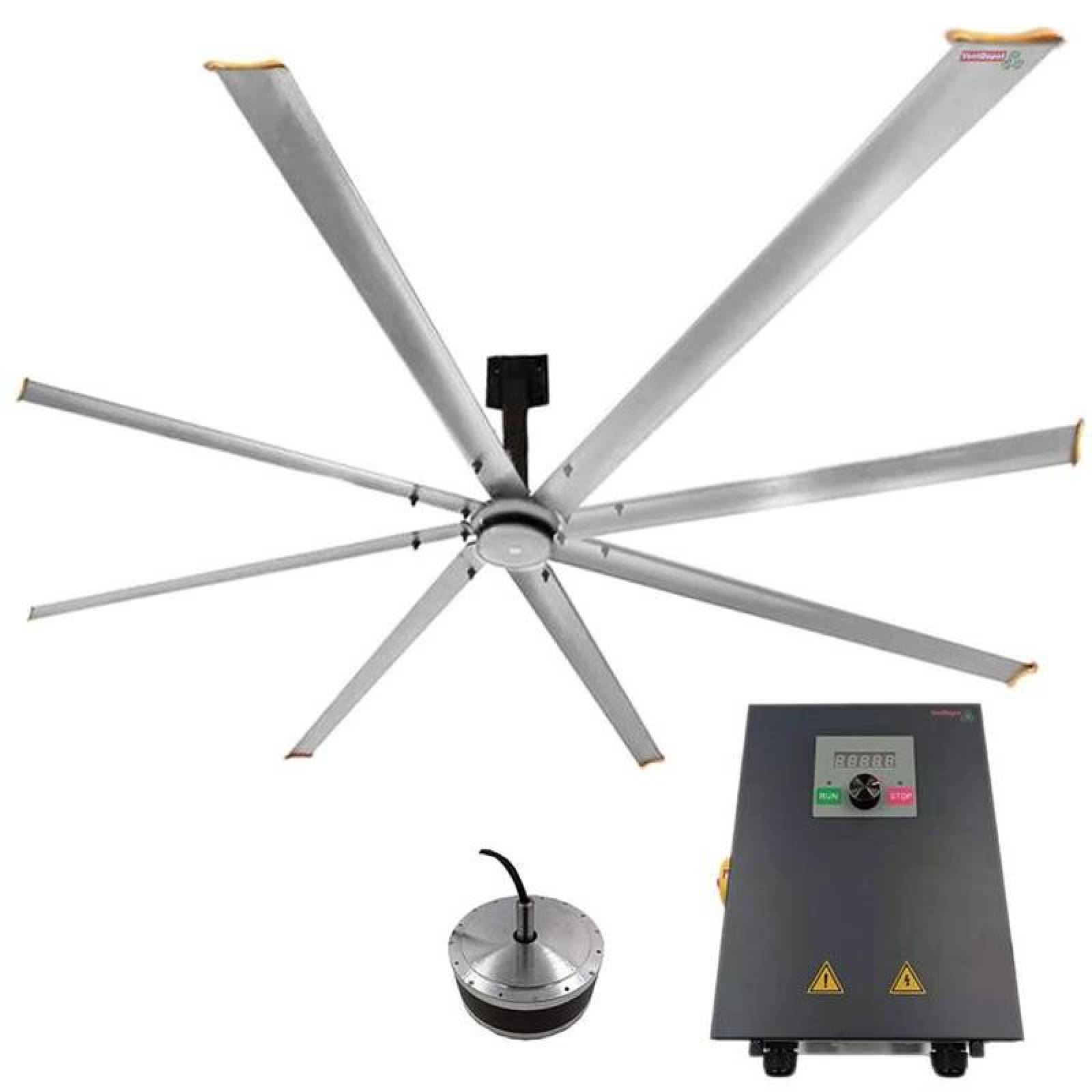 Ventiladores para Bodegas Grandes, MXWDB-001-10, Diámetro 3.6m ó 12Pies, 4637 m³/min, 90 RPM, Plata, 750W, 220V, 40dB., WindBoss