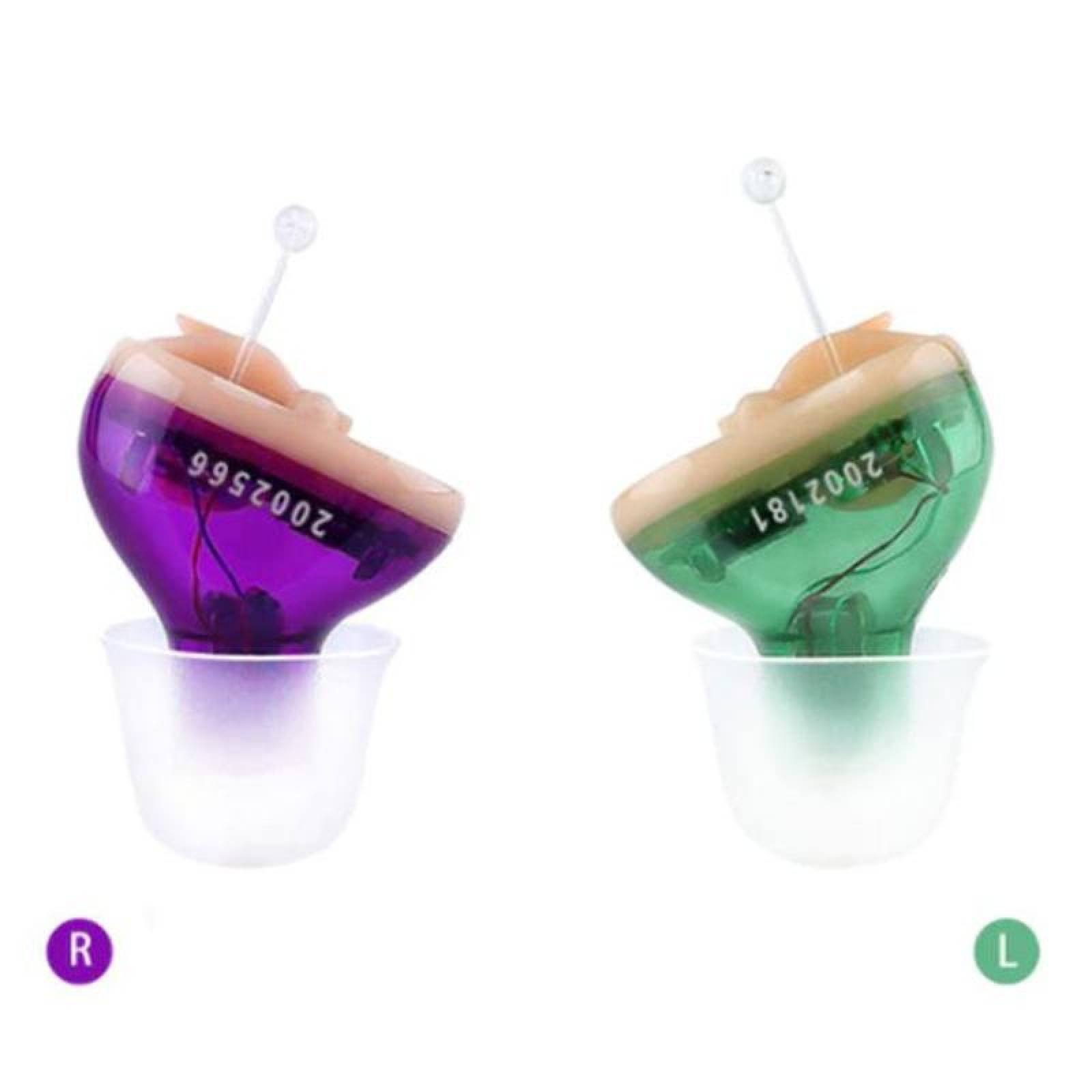 Aparato Auditivo Chip Digital, MXEHG-3, 1 Par, Morado/Verde, 200Hz -7645Hz, 27.6dB, Batería A10, 1.3V, Plástico ABS., HearAudi Pro