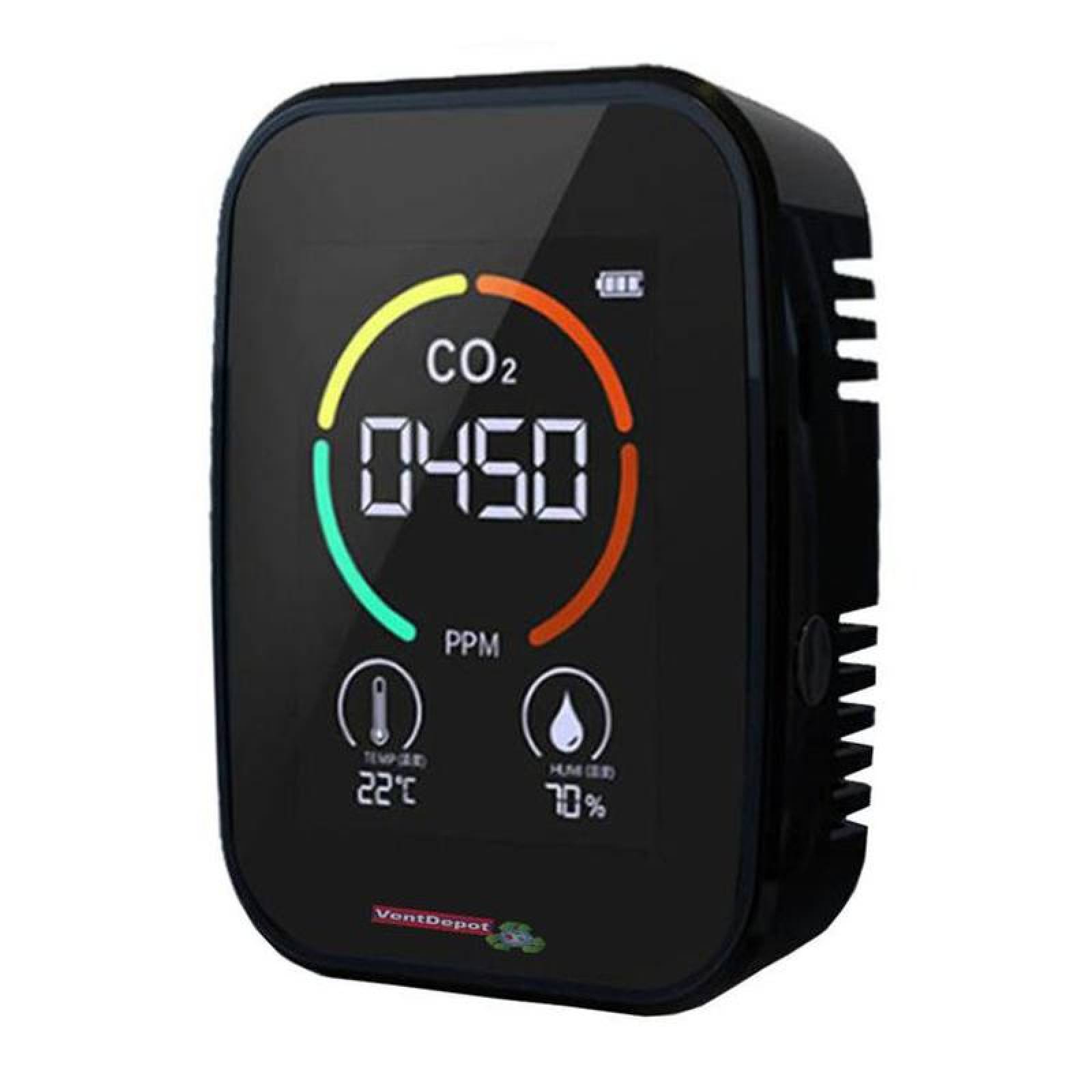 Medidor Co2 Multifuncional 3 en 1, MXDXB-001-2, 1 Pza, 400 a 5000 ppm, -10 C a 70 Cmenor , 0-99porciento RH, 5 V, USB,, DioxidBasic