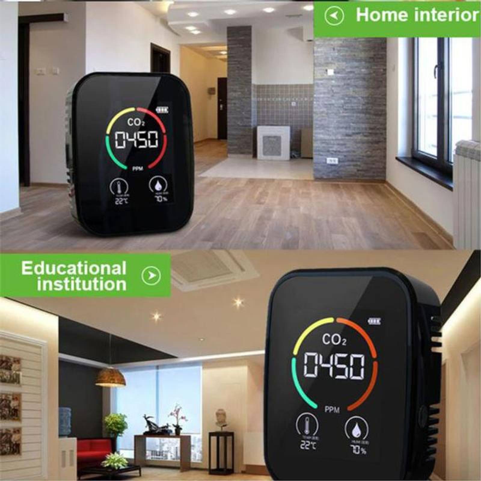 Medidor Co2 Multifuncional 3 en 1, MXDXB-001-2, 1 Pza, 400 a 5000 ppm, -10 C a 70 Cmenor , 0-99porciento RH, 5 V, USB,, DioxidBasic