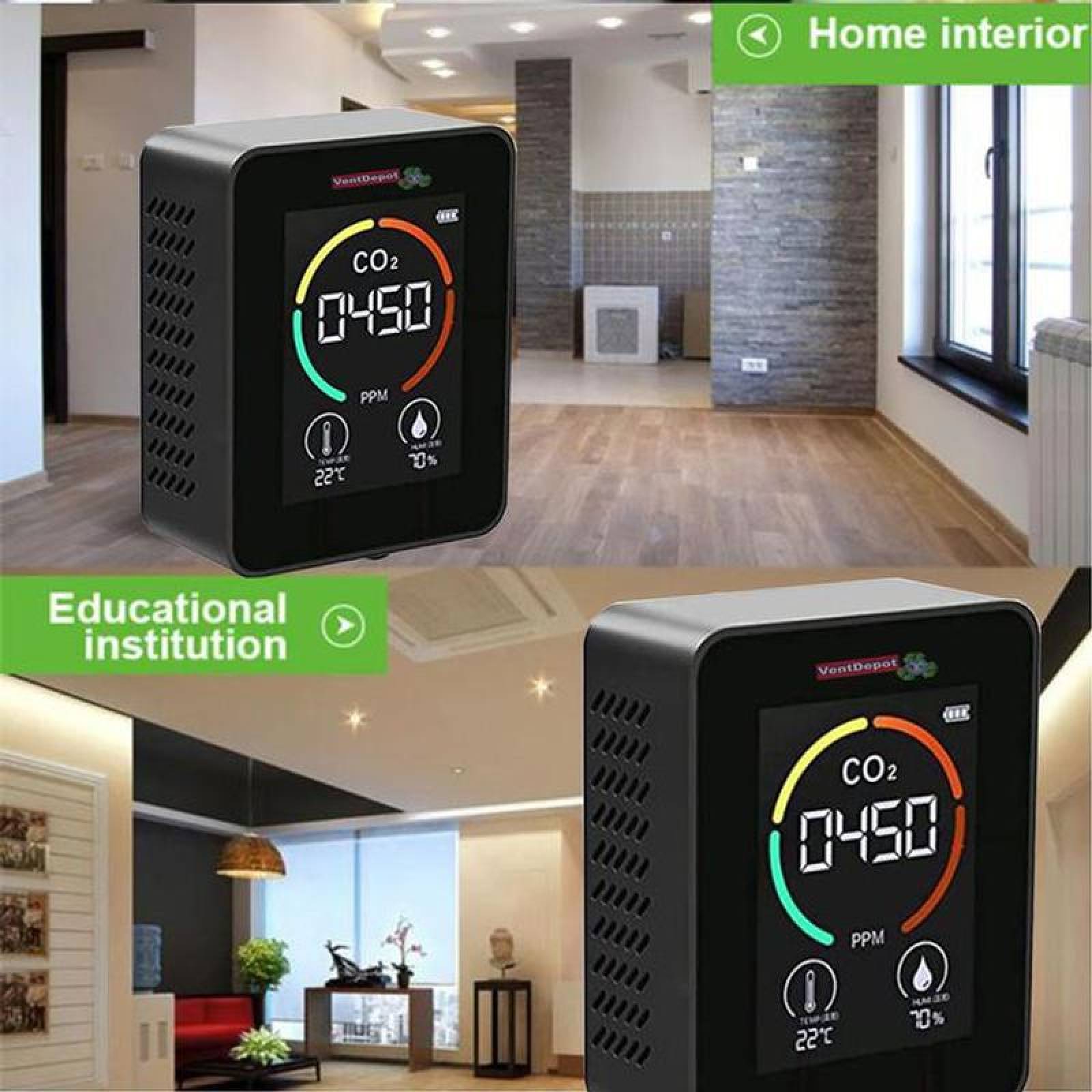 Monitor de Co2 para Laboratorio MXOXP-001-14 1 Pza Negro 400 a 5000 ppm -10 C a 70 Cmenor 0-99porciento RH 5 V USB, DioxidPlus