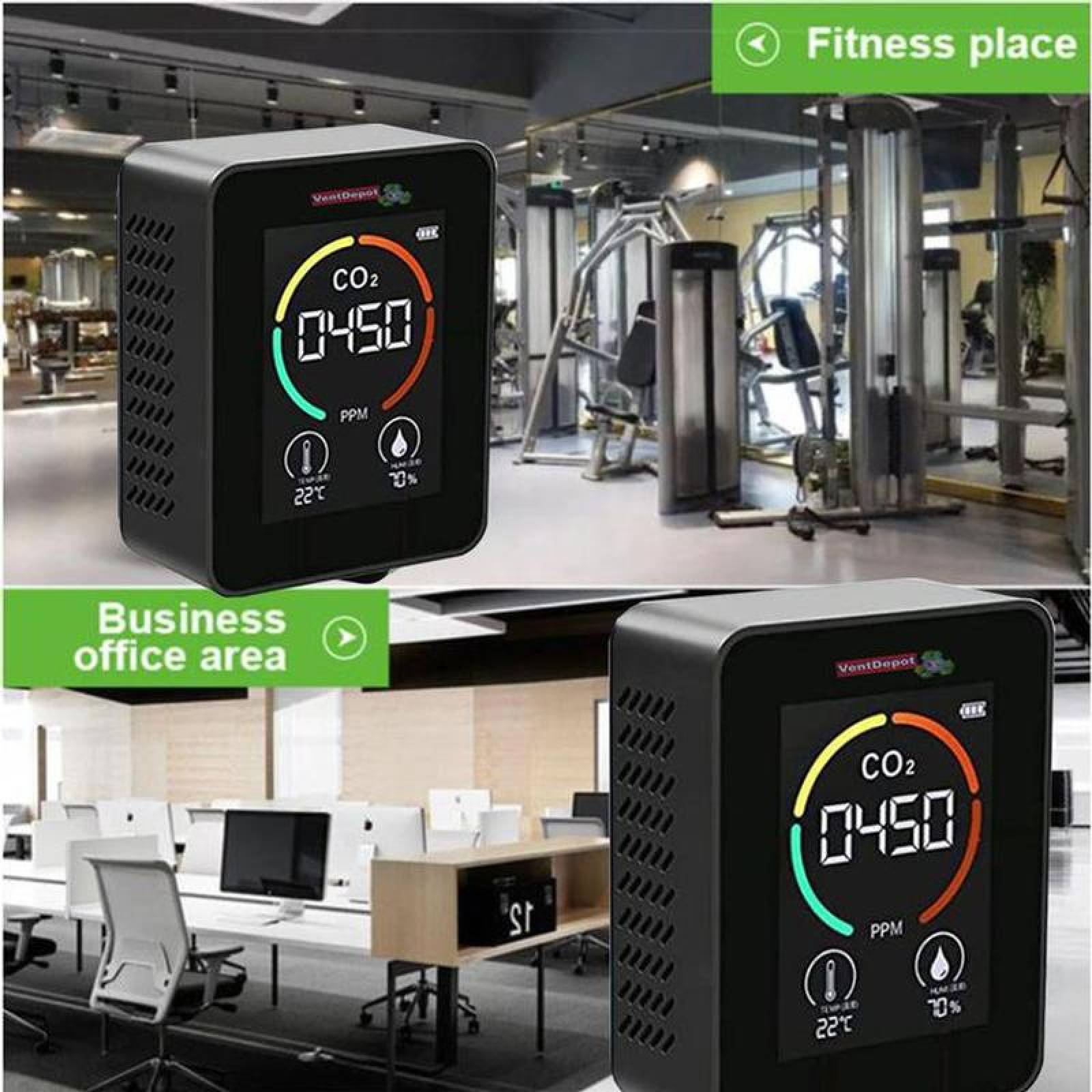 Monitor de Co2 para Laboratorio MXOXP-001-14 1 Pza Negro 400 a 5000 ppm -10 C a 70 Cmenor 0-99porciento RH 5 V USB, DioxidPlus