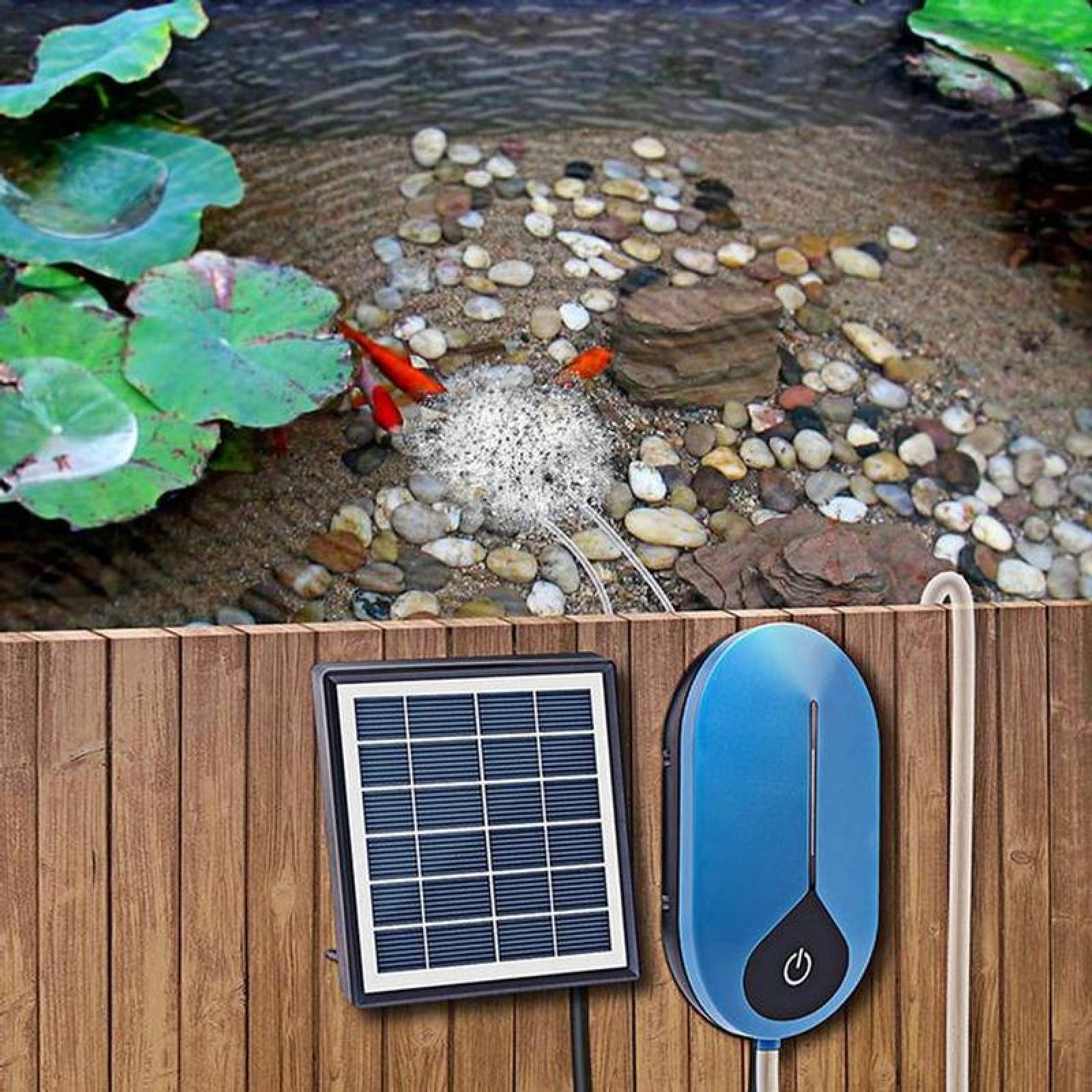 Bomba Oxigenadora Solar Eficaz MXSNU-001-14 Bomba de aire 3V1W 0,5 a 0,9LMin, Voltaje Nominal 3,7V 3600mAh DC 450mA Panel Solar 6V1,5W SolarPump