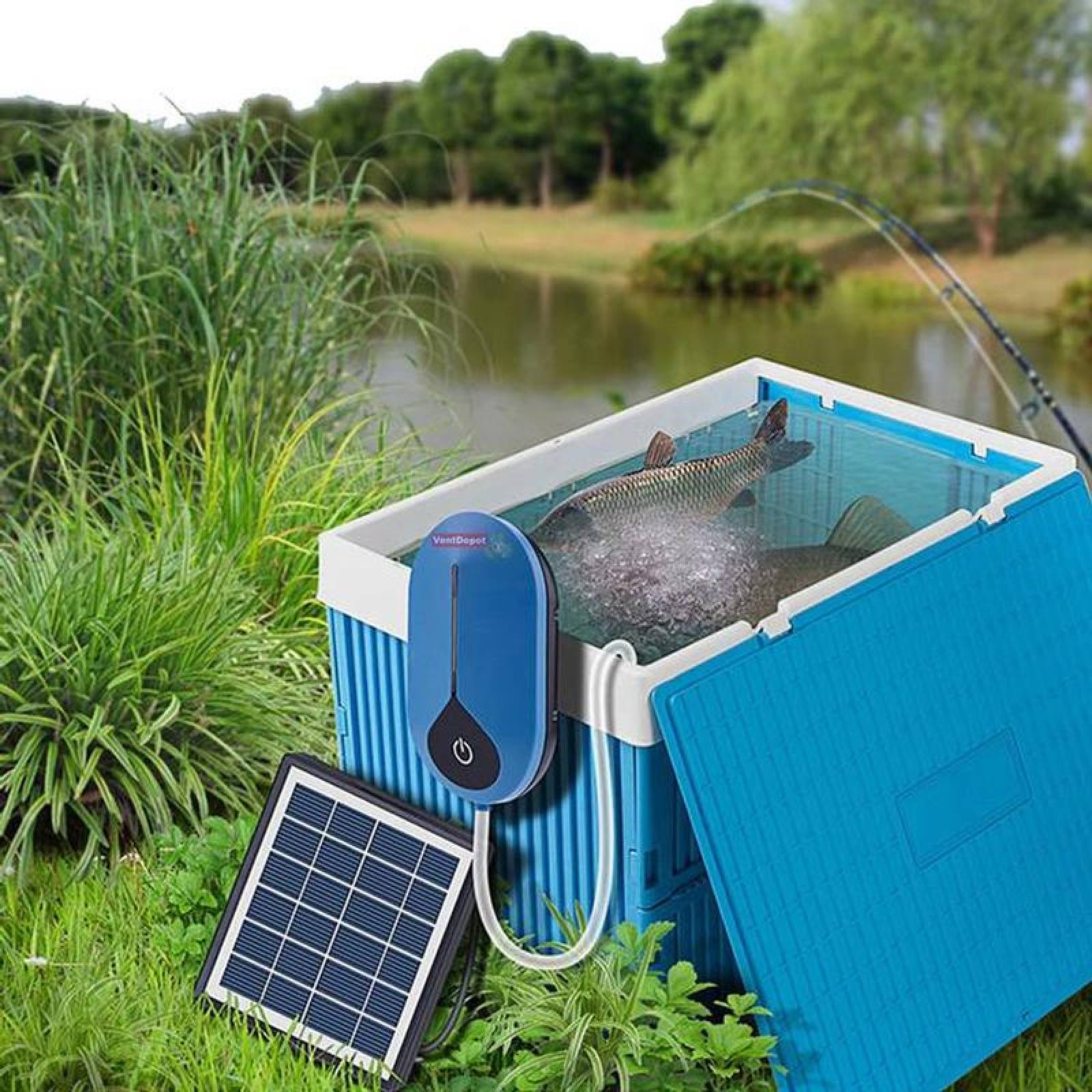 Bomba Oxigenadora Solar Eficaz MXSNU-001-14 Bomba de aire 3V1W 0,5 a 0,9LMin, Voltaje Nominal 3,7V 3600mAh DC 450mA Panel Solar 6V1,5W SolarPump
