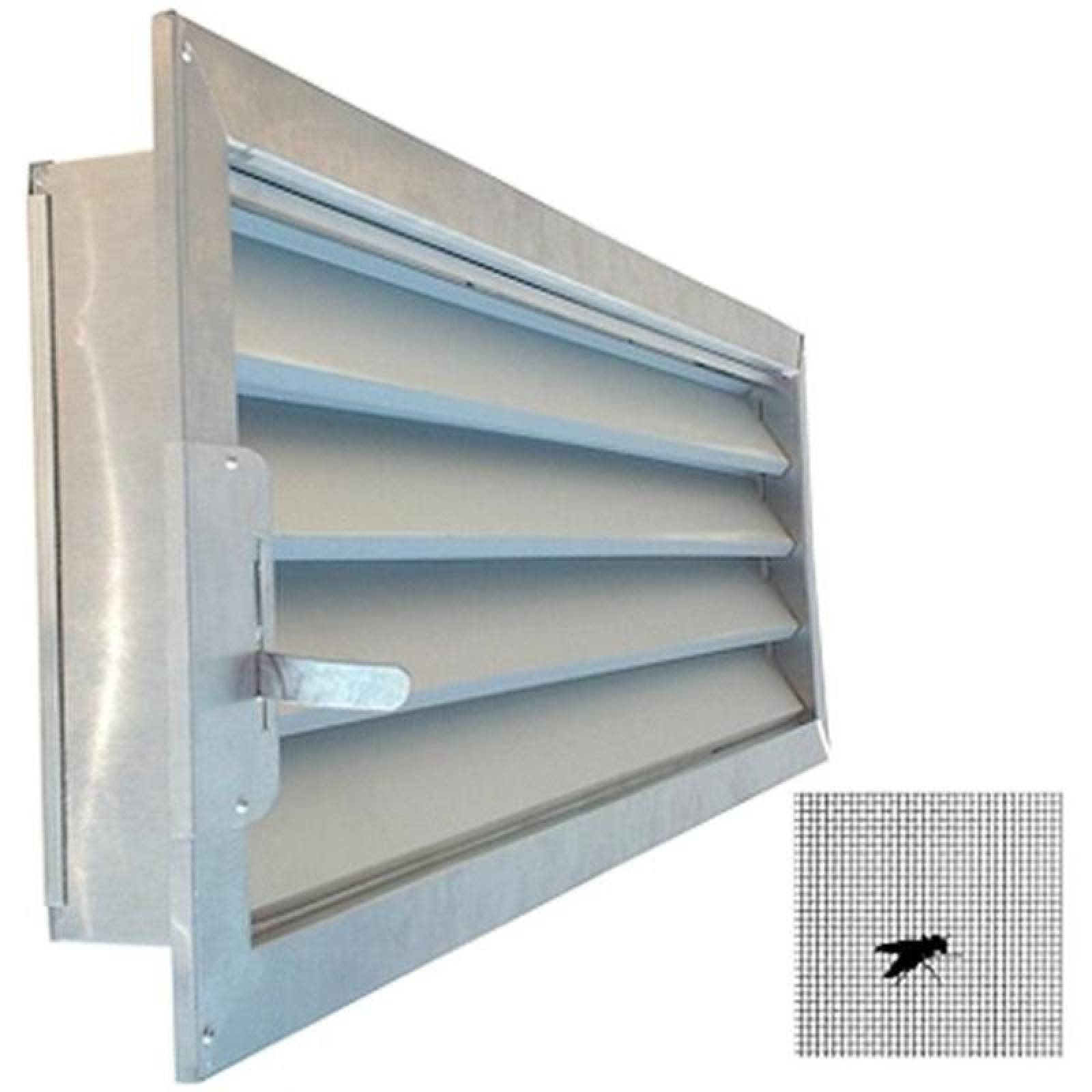 Rejilla Louver con Control Manual, MXPLO-2719, 60x69x6",base x altura x fondo,Aluminio,C.16,Int.,c/Riel,Malla,Control, ProLouv