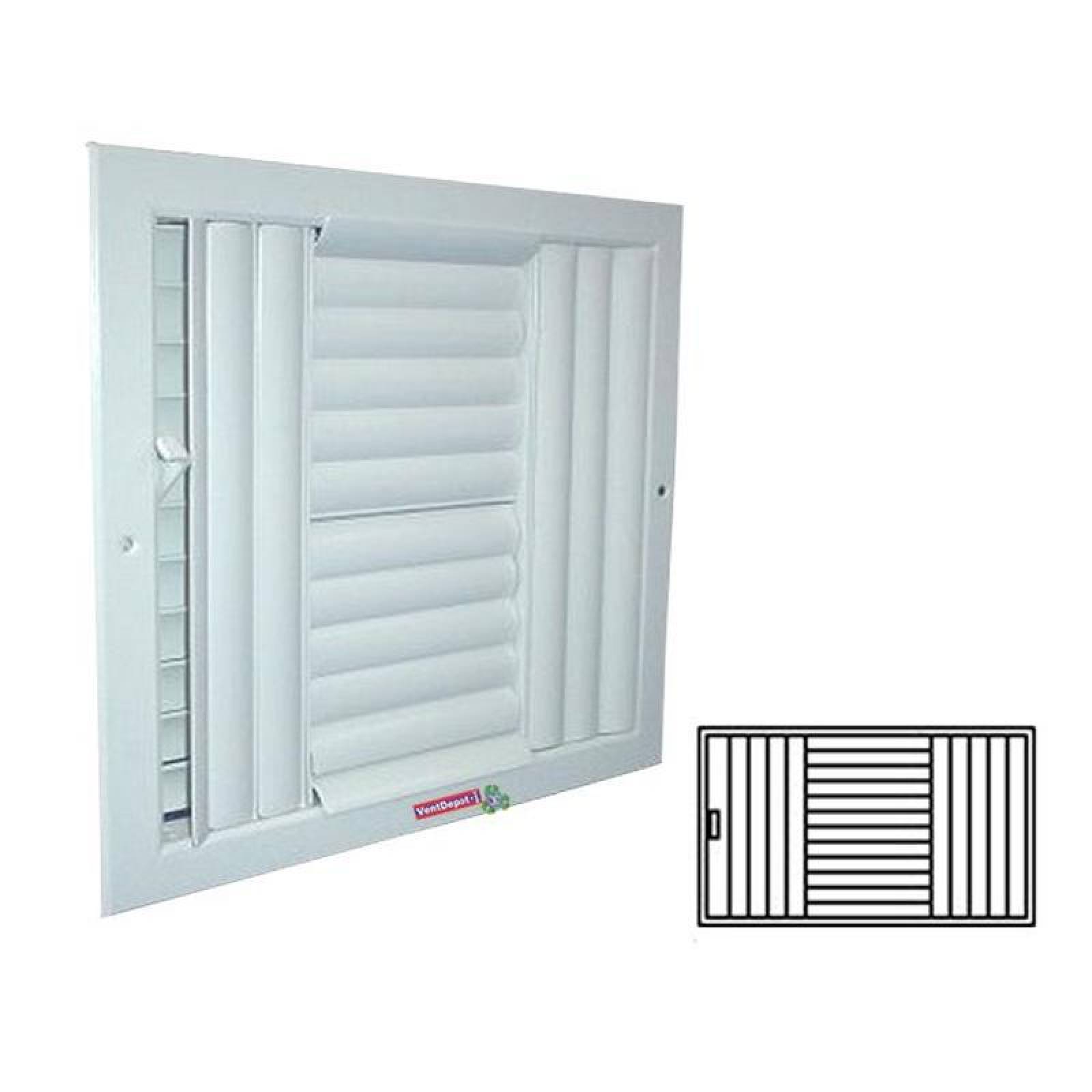 Rejillas Económicas Ventilación, MXAL4-024, 18x10",Aluminio, blanco, 425m3/hr, flujo dirigible, 4 vías, c/control., AletaControl 4 Way