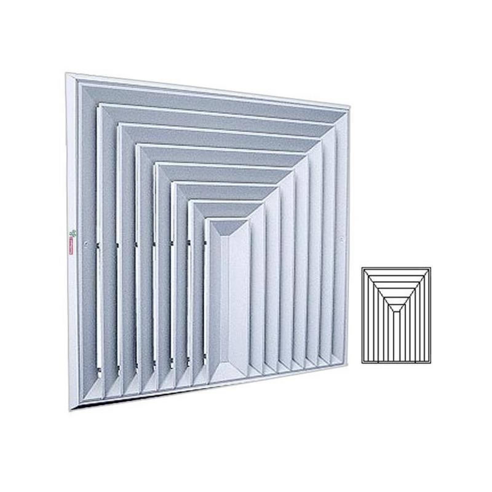 Difusor para Flujo de Aire, MXDB3-008, 12x6", 100% Aluminio, Blanco, 450m3/hr, 3 vías, marco biselado., DiamanBis 3 Way