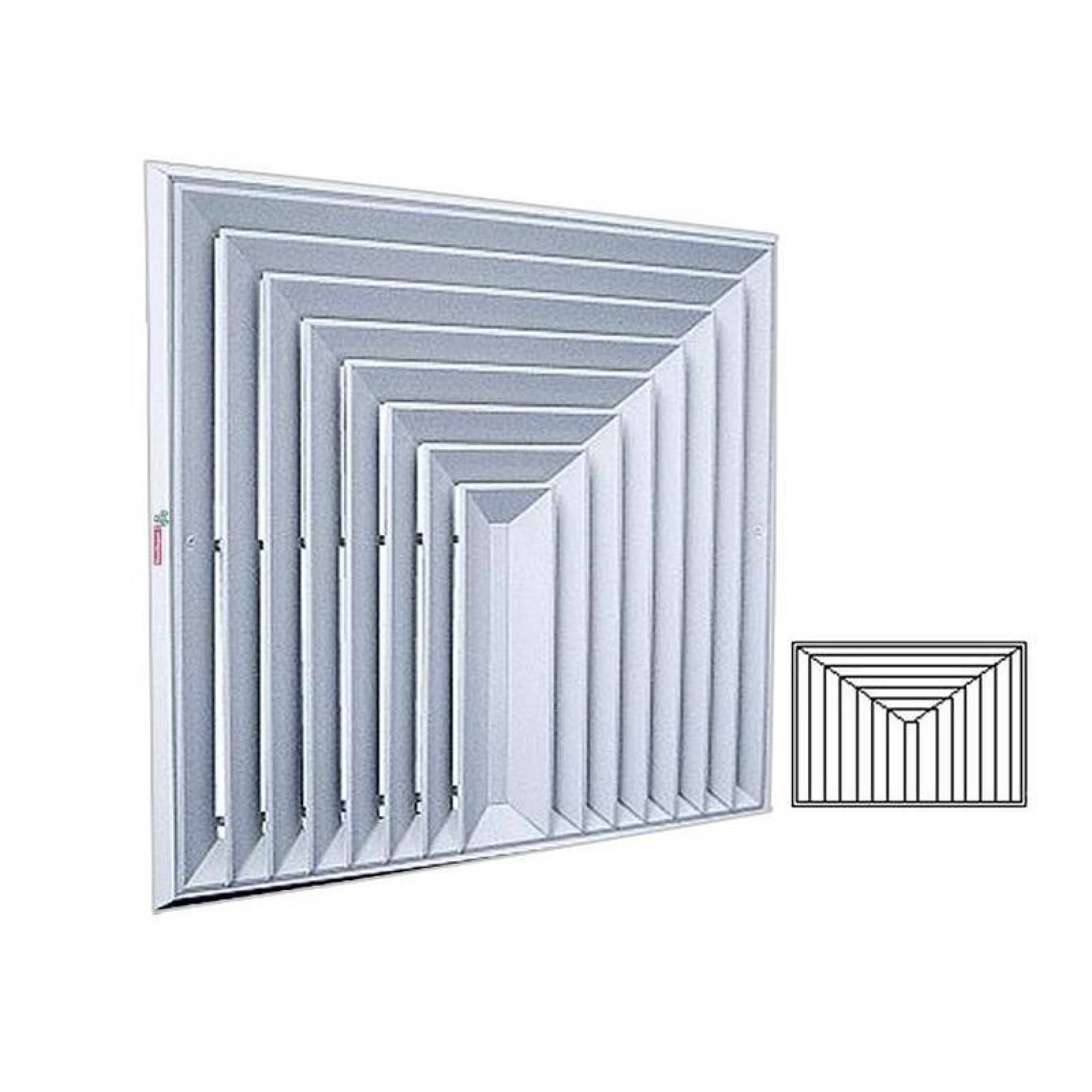 Venta de Difusores Económicos, MXDB3-084, 27x18", 100% Aluminio, Blanco, 3038m3/hr, 3 vías, marco biselado., DiamanBis 3 Way