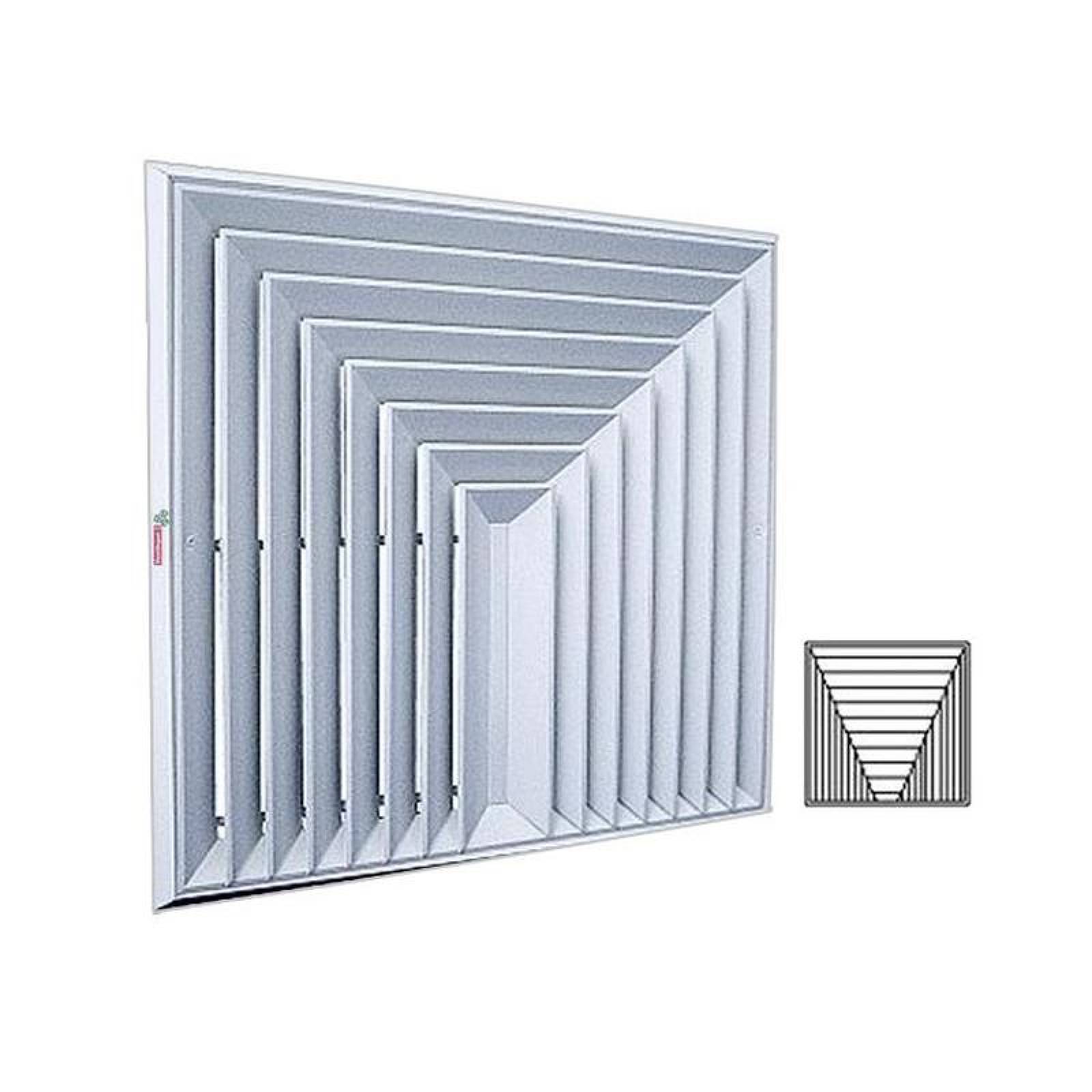 Difusor de Alta Durabilidad, MXDF3-070, 24x24", 100% Aluminio, blanco, 3600m3/hr, 3 vías, marco plano., DiamanFlat 3 Way