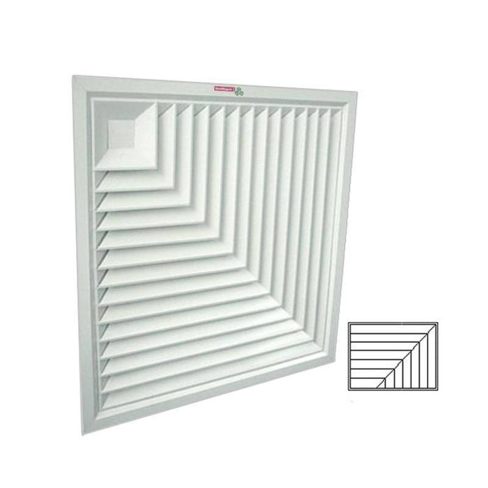 Difusor Barato y de Calidad, MXDFC-012, 15x9", Aluminio, blanco, 844m3/hr, 2 vías esquina, marco plano., DiamanFlat 2 WayCorner