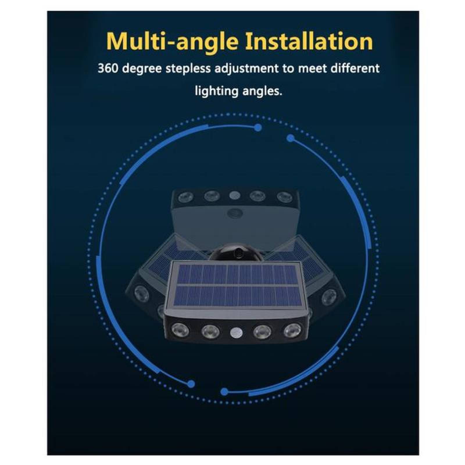 Iluminacion Exterior LED Avenida MXRSI-004-5 4 Pzas 400lm Luz Blanca 6000k Carcasa Blanca Iluminación a 120grado Panel Solar 4LEDs 5V 1,43W Sensor de Movimiento, SolarReflect