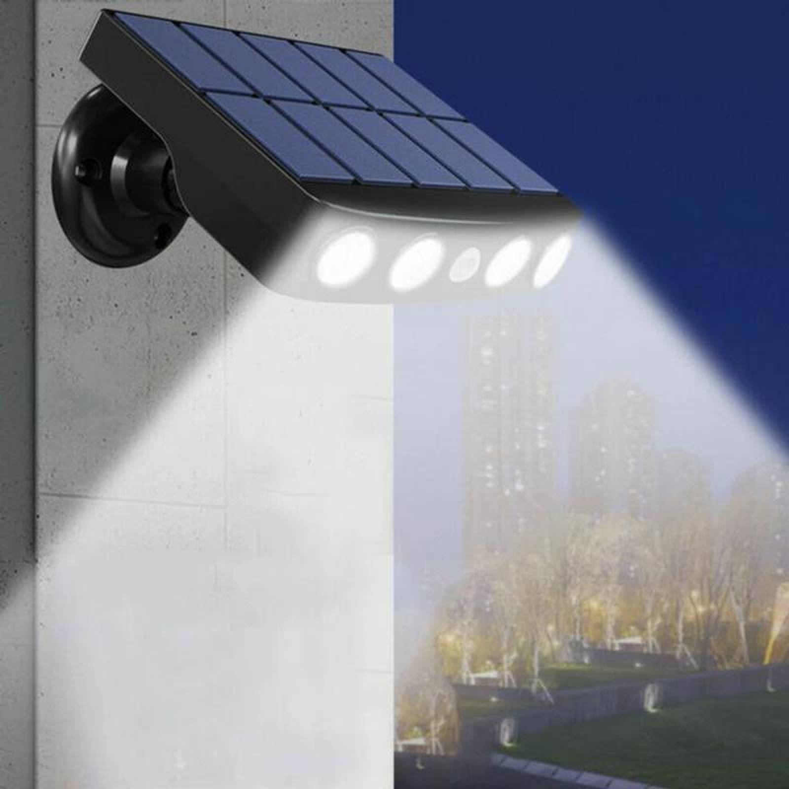 Reflectores Led Impermeable MXRSR-001-7 1 Pza 400lm Luz Blanca 6000k Carcasa Negro Iluminación a 120grado Panel Solar 4LEDs 5V 1,43W Sensor de Movimiento, SolarReflect Pro
