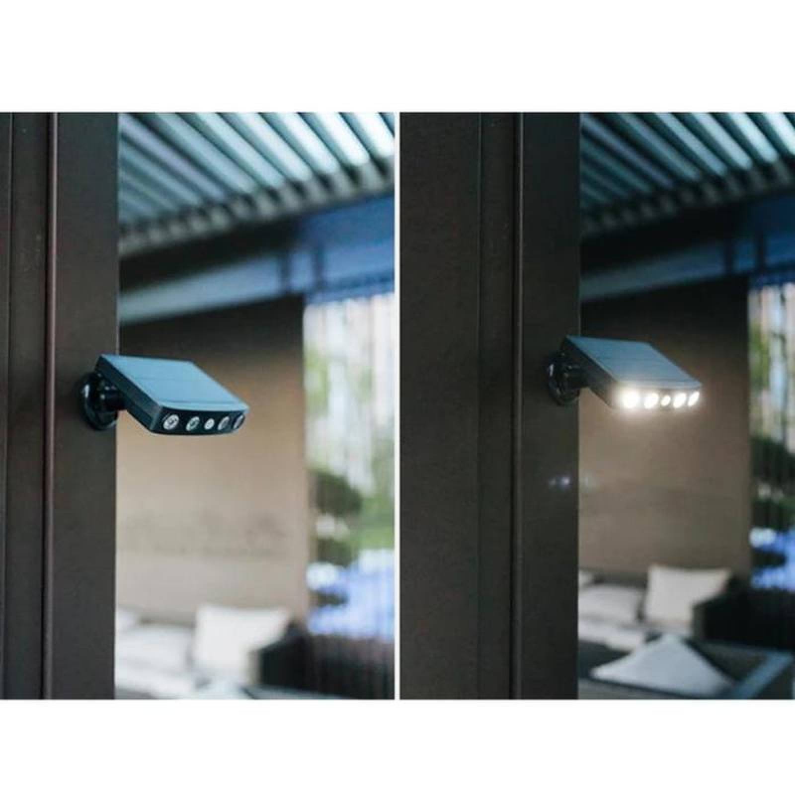 Reflectores Led Impermeable MXRSR-001-7 1 Pza 400lm Luz Blanca 6000k Carcasa Negro Iluminación a 120grado Panel Solar 4LEDs 5V 1,43W Sensor de Movimiento, SolarReflect Pro