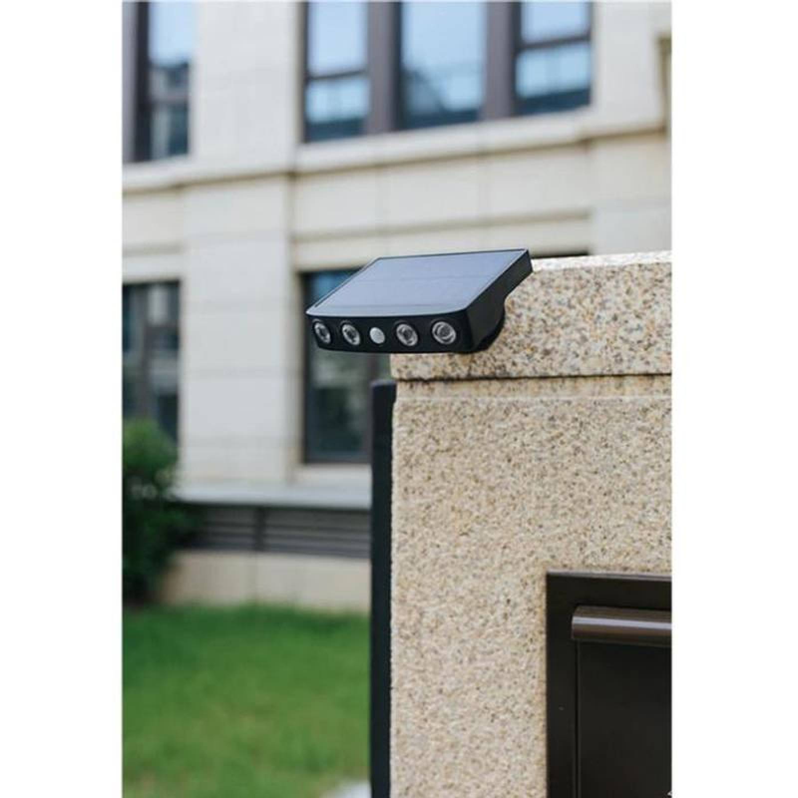 Reflectores Led Impermeable MXRSR-001-7 1 Pza 400lm Luz Blanca 6000k Carcasa Negro Iluminación a 120grado Panel Solar 4LEDs 5V 1,43W Sensor de Movimiento, SolarReflect Pro