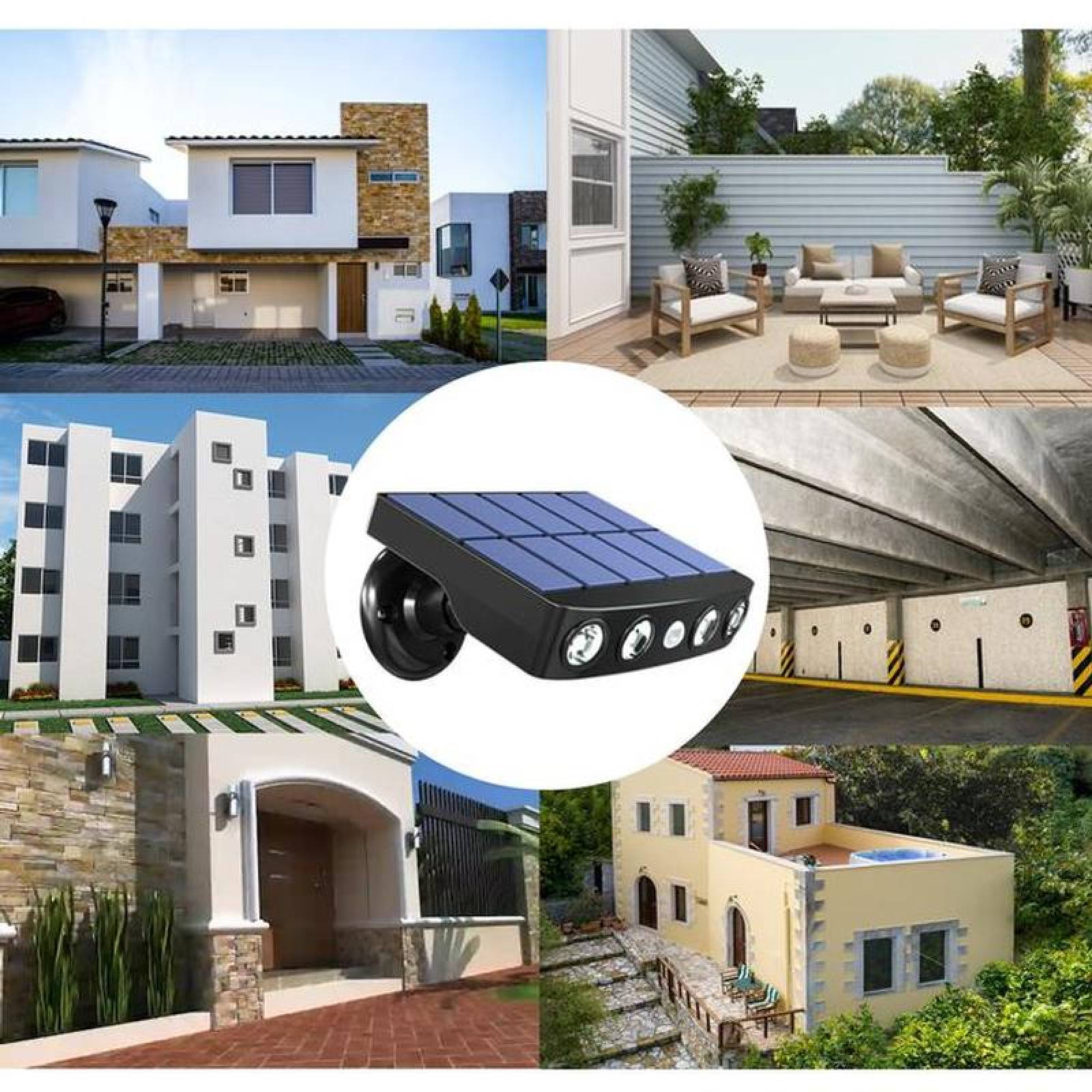 Reflectores Led Impermeable MXRSR-001-7 1 Pza 400lm Luz Blanca 6000k Carcasa Negro Iluminación a 120grado Panel Solar 4LEDs 5V 1,43W Sensor de Movimiento, SolarReflect Pro