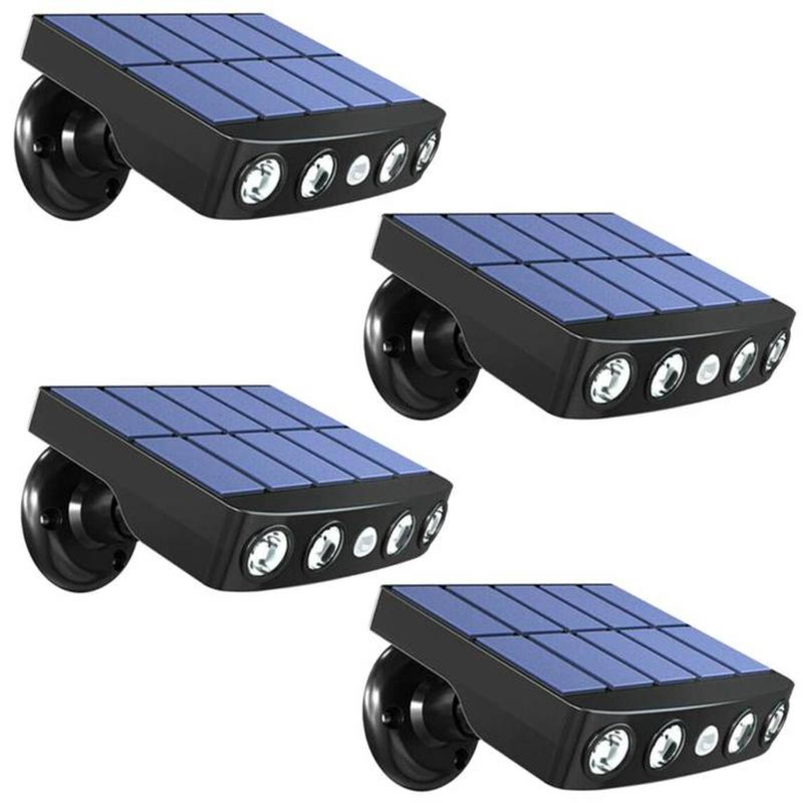 Reflector para Exterior MXRSR-004-5 4 Pzas 400lm Luz Blanca 6000k Carcasa Negro Iluminación a 120grado Panel Solar 4LEDs 5V 1,43W Sensor de Movimiento, SolarReflect Pro