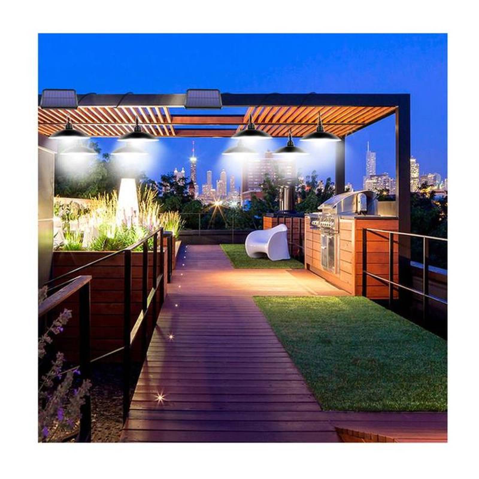 Lampara Solar Exterior Económica MXSLU-002-10 2x30LED 3W 400lm 6000K Luz Blanca Iluminación a 120grado Panel Solar 2x3m SolarLamp