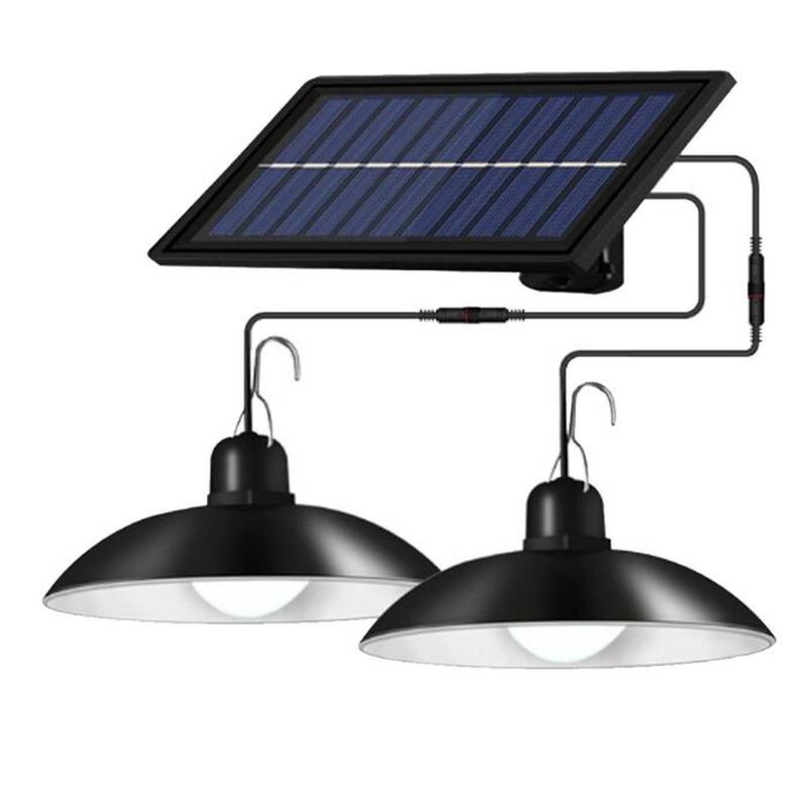 Lampara Solar Exterior Económica MXSLU-002-10 2x30LED 3W 400lm 6000K Luz Blanca Iluminación a 120grado Panel Solar 2x3m SolarLamp