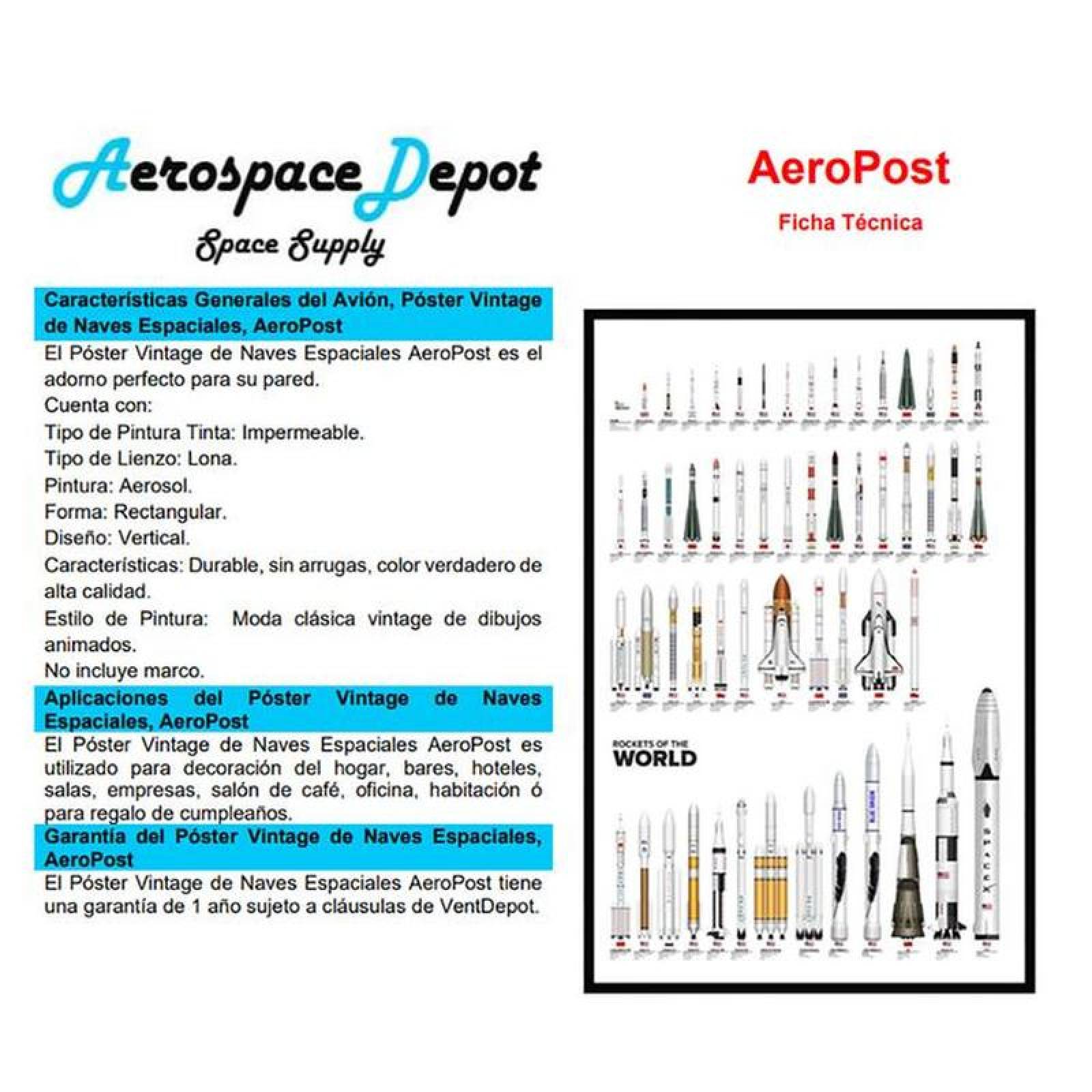 Cartel para adornar salas MXAOS-001-14 60x90cm RocketHistory Lona Textil Impresión Alta Calidad, RocketHistory