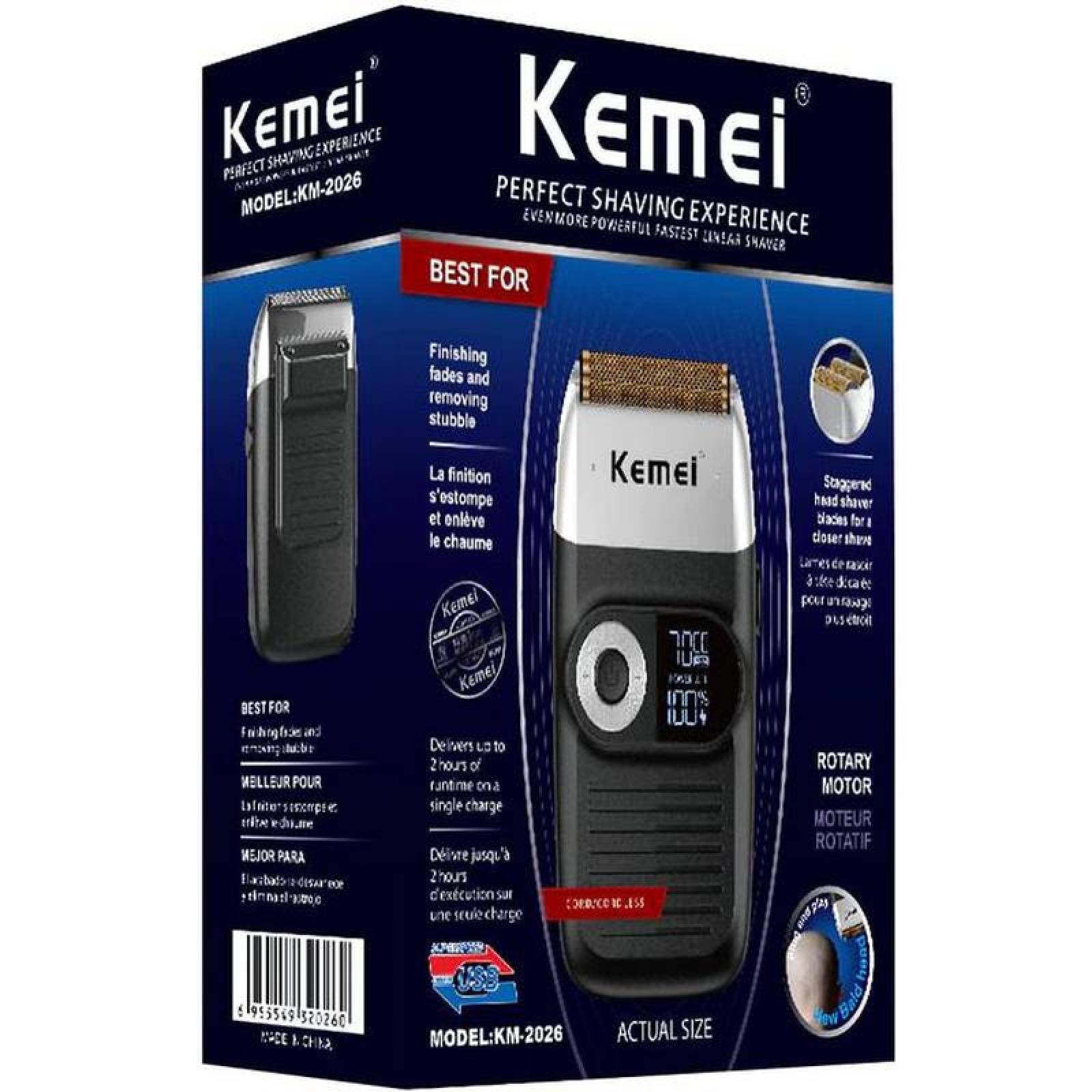 Afeitadoras de barba negra, MXBBK-001-22, Negro, 240V, 2 Navajas, Recargable, 120Min,, BarberBlack