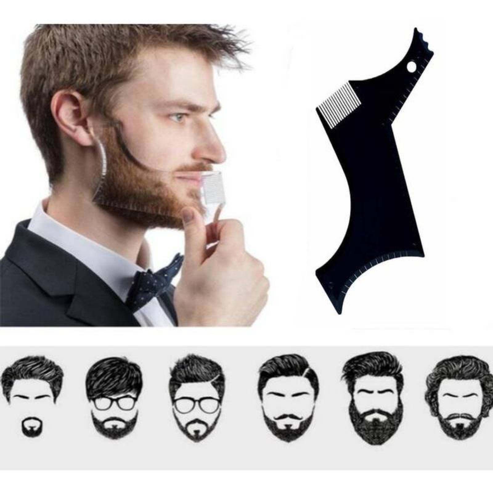 Barba Guía para Barberos, MXBEH-001-22, 1pza, Peine para Barba, Plástico, Negro,, BeardShape