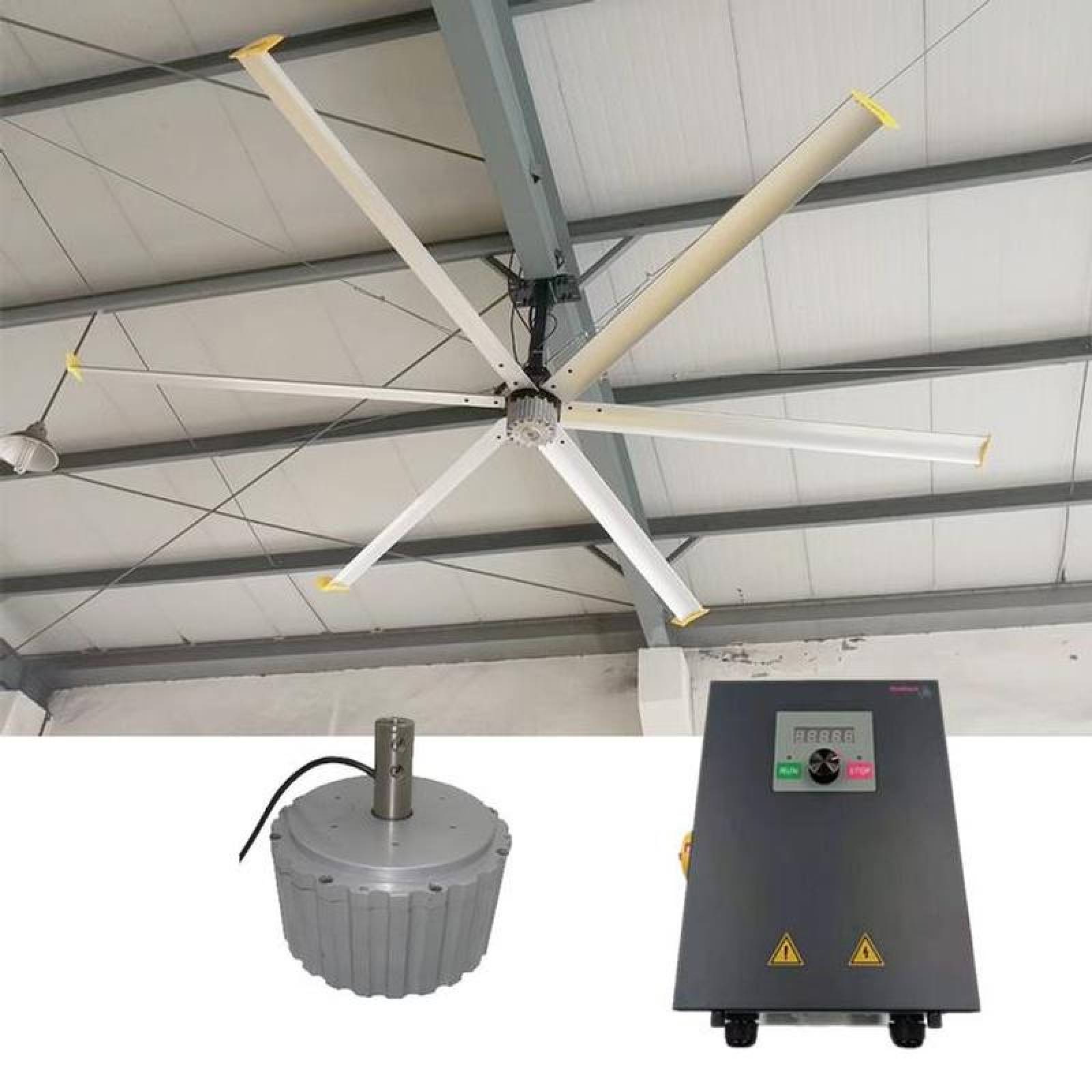 Ventiladores para Bodegas Grandes, MXWDP-002-6, Diámetro 5,5m ó 18Pies, 11963 m³/min, 70 RPM, Plata, 800W, 220380V, 40dB,, WindPro