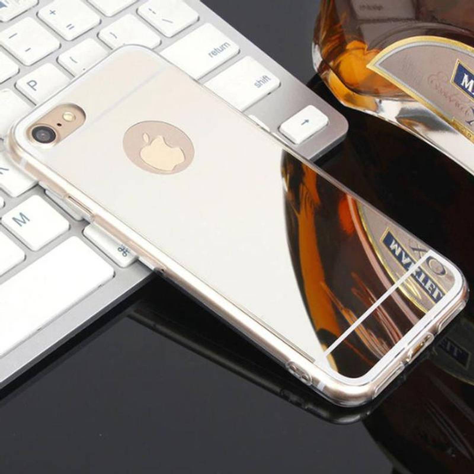 Funda para Iphone Diseño Espejo MXMOR-001-1 SilverPlata I Phone 7 Estuche Flexible Plástico TPU, Mirror Case Collection