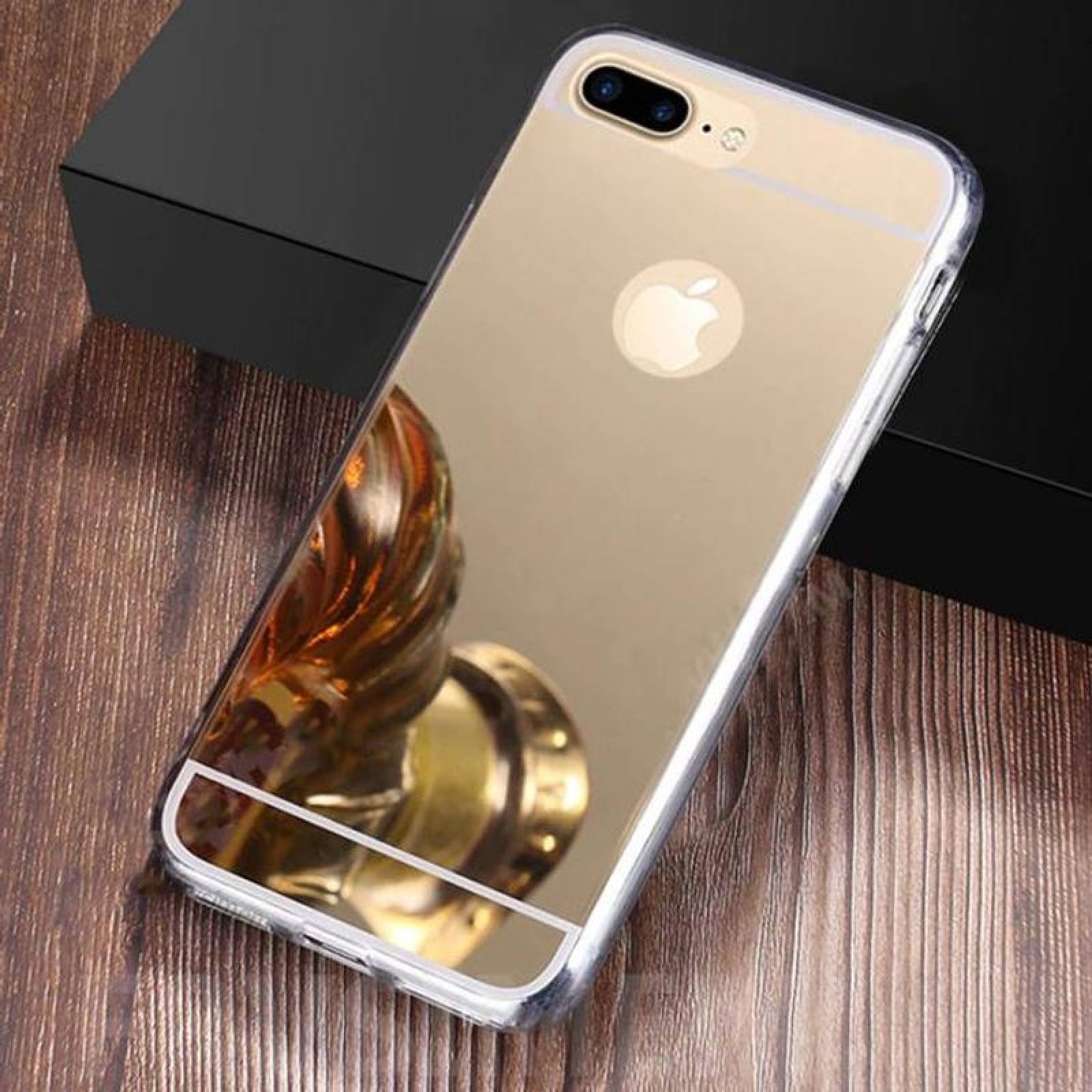 Carcasa de Plástico a Buen Precio MXMOR-008-2 GoldOro I Phone 7 Plus Estuche Flexible Plástico TPU, Mirror Case Collection