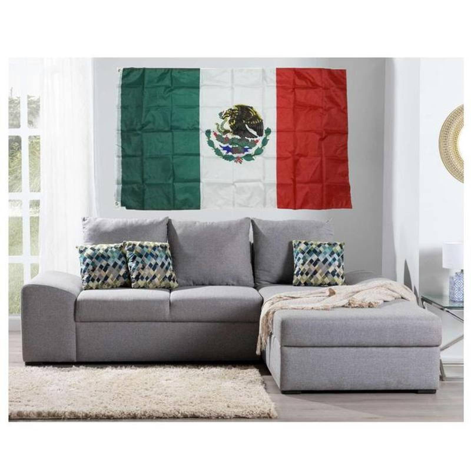 Bandera Nacional para Asta MXMEI-001-25 93x150 cm Tela Poliéster Bandera de México Tricolor, MXFlag01