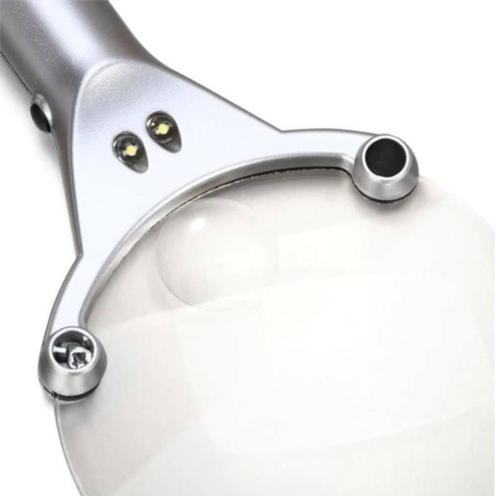Lampara Lupa de Lectura 2x MXMGG-001-26 1 Pza 2x 130mm 6x 26mm 2 LED Plata, MagGlass