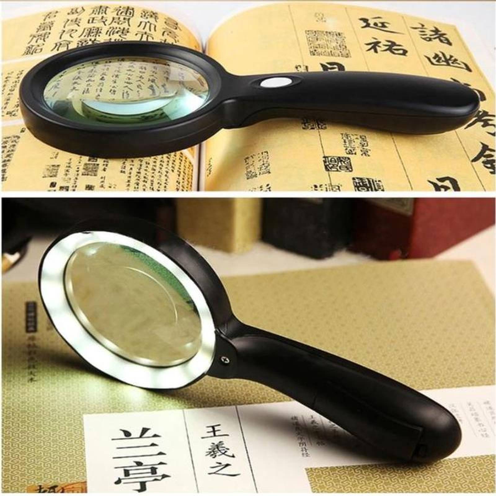 Lupa con luz para Lectura 10x MXMGL-001-12 1 Pza 10x 80mm 12 LED Negro, MagLup