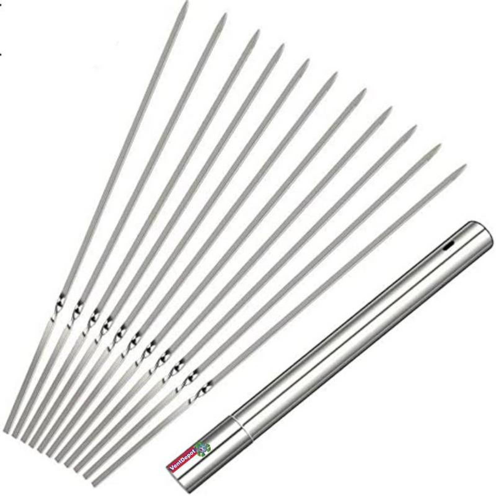 Brochetas Reutilizables MXBHA-001-25 20 Pzas 34cm Gris Acero Inoxidable, BrochAce