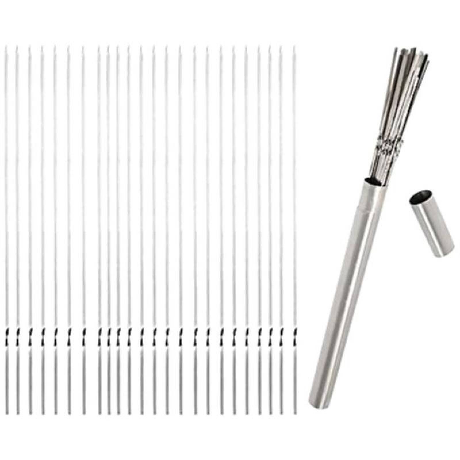Brochetas Reutilizables MXBHA-001-25 20 Pzas 34cm Gris Acero Inoxidable, BrochAce
