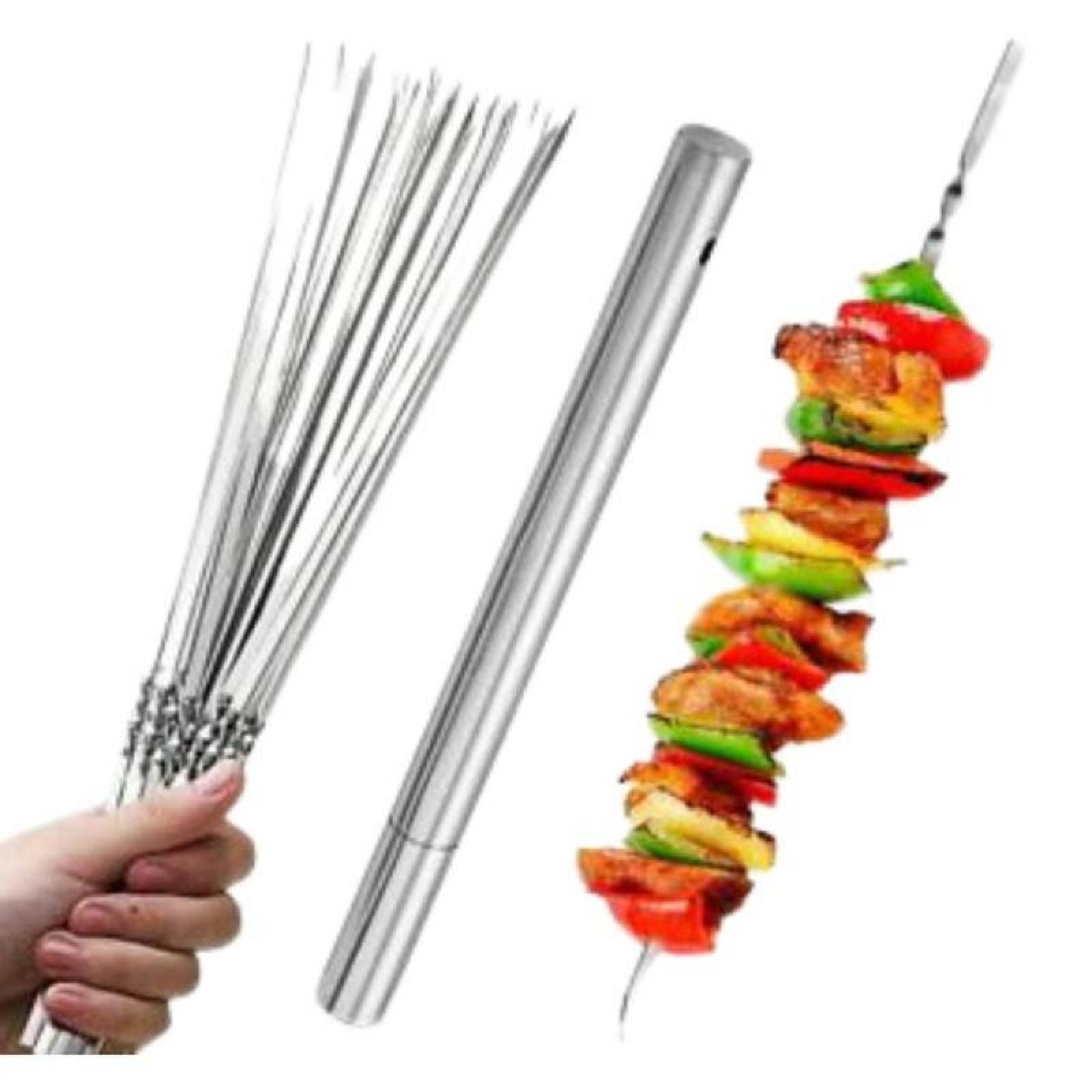 Brochetas Reutilizables MXBHA-001-25 20 Pzas 34cm Gris Acero Inoxidable, BrochAce