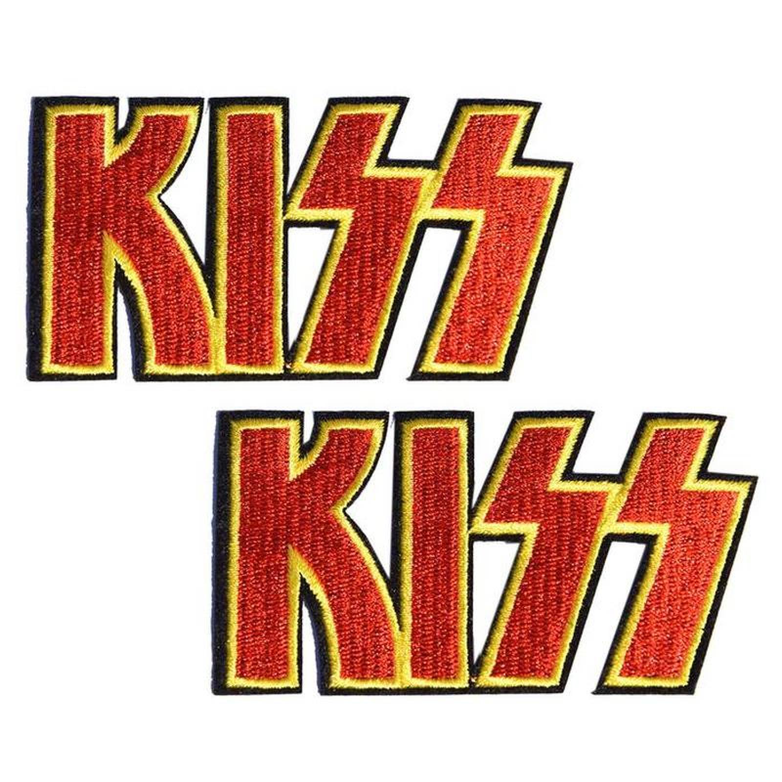 Parche Bordado para Gorras MXCKO-002-4 2 Parches Kiss 13x8cm RojoAmarillo Bordado Adhesivo para Planchar, Music04