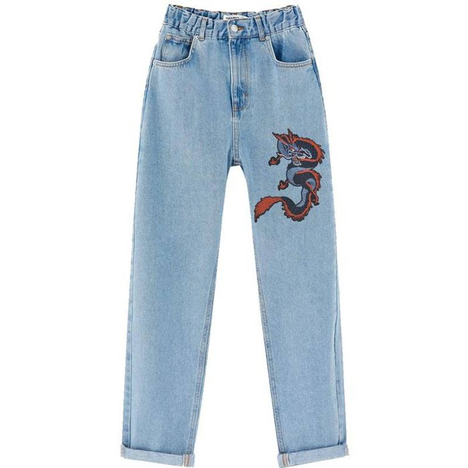 Parches Tela Boradada MXDRG-002-2 2 Parches Dragón Chino 25x31cm RojoAzul Bordado Adhesivo para Planchar, Dragón01