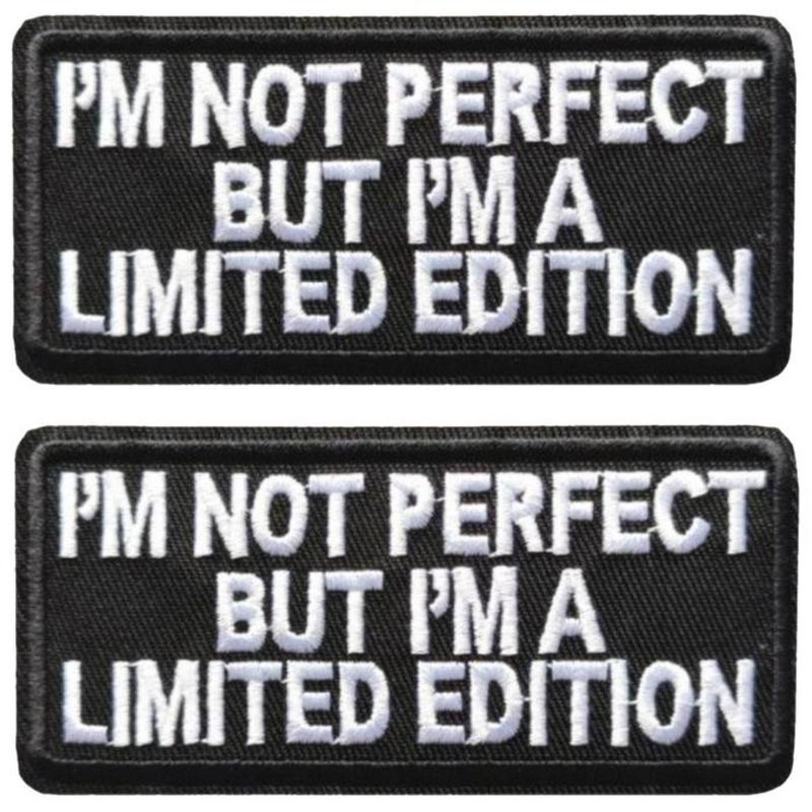 Termoadhesivo Frase Parche Eficaz MXNSK-002-5 2 Parche I´m Not Perfect 10x4,1cm Negro y Blanco Frases Bordado Adhesivo para Planchar, TacticWords05