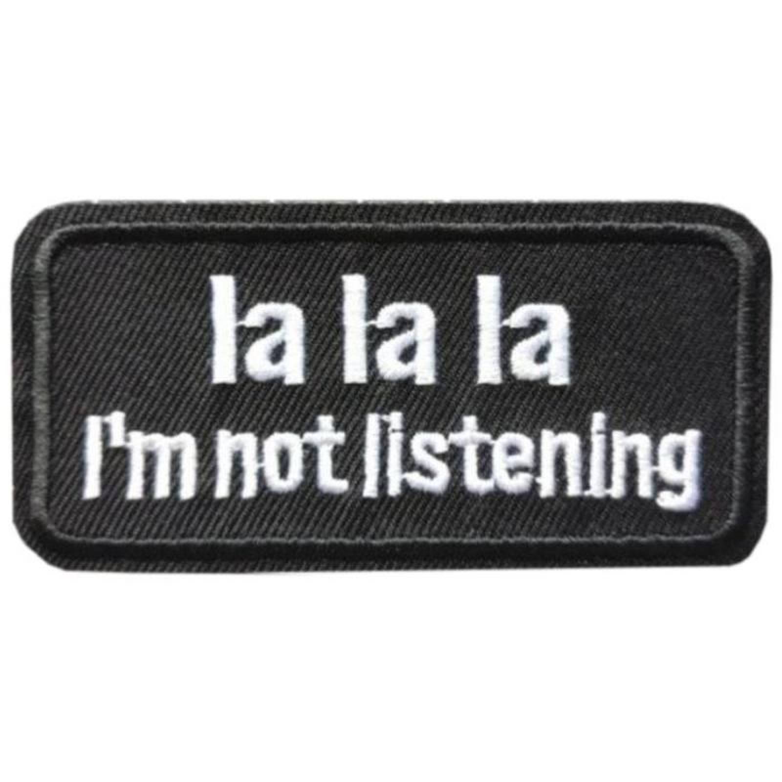 LaLaLa Parche Adhesivo para Chaleco MXNSO-001-5 1 Parche LaLaLa 9x4cm Negro y Blanco Frases Bordado Adhesivo para Planchar, TacticWords04