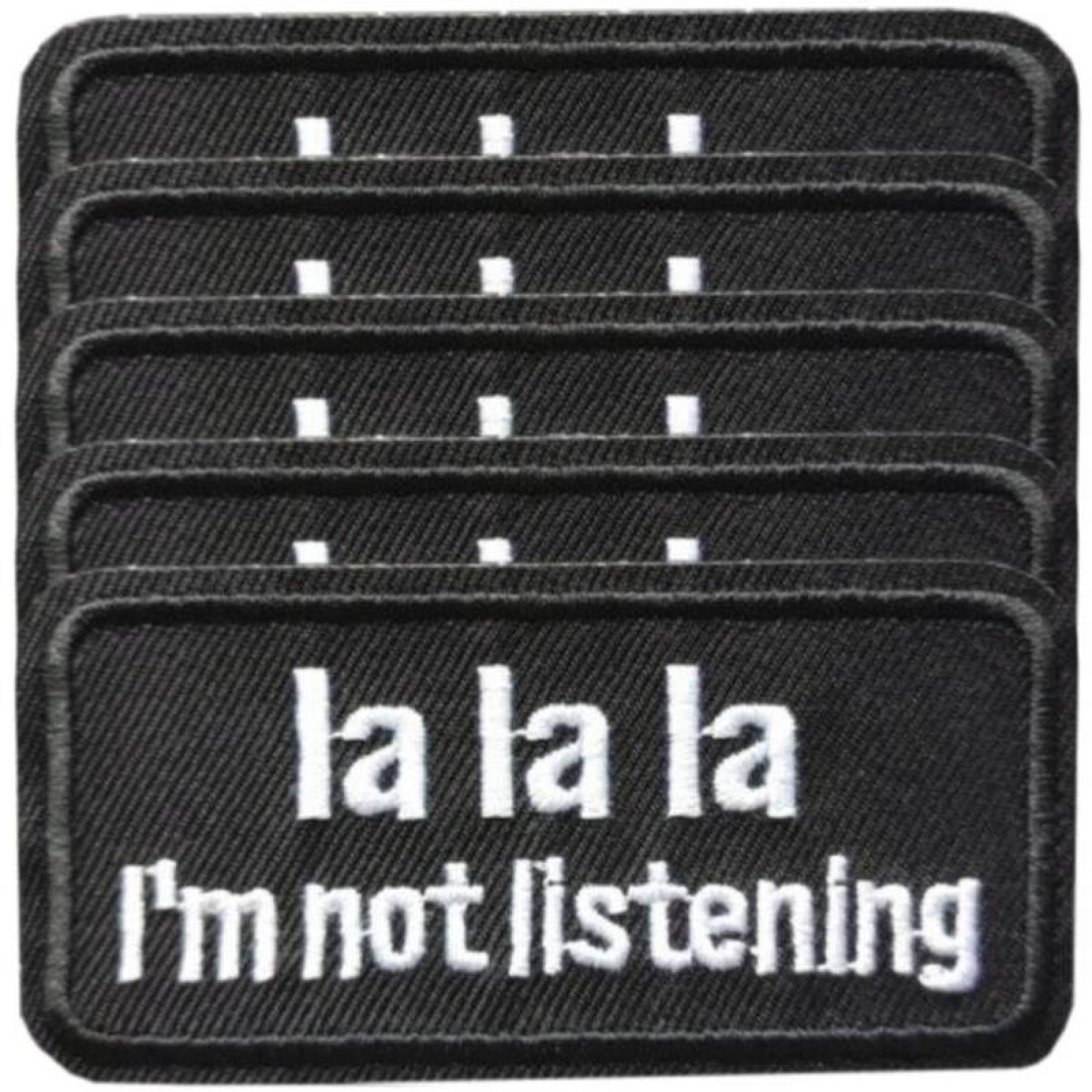 Ventas de Parche de Frases Eficaz MXNSO-005-3 5 Parches LaLaLa 9x4cm Negro y Blanco Frases Bordado Adhesivo para Planchar, TacticWords04