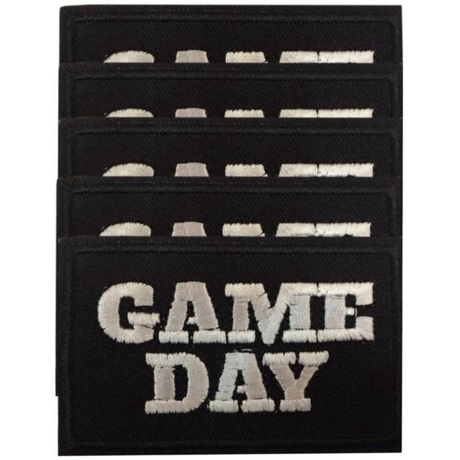 Parche Game Day Frases Duradero MXNST-005-6 5 Parches Game Day 8x5cm Negro y Blanco Frases Bordado Adhesivo para Planchar, TacticWords03