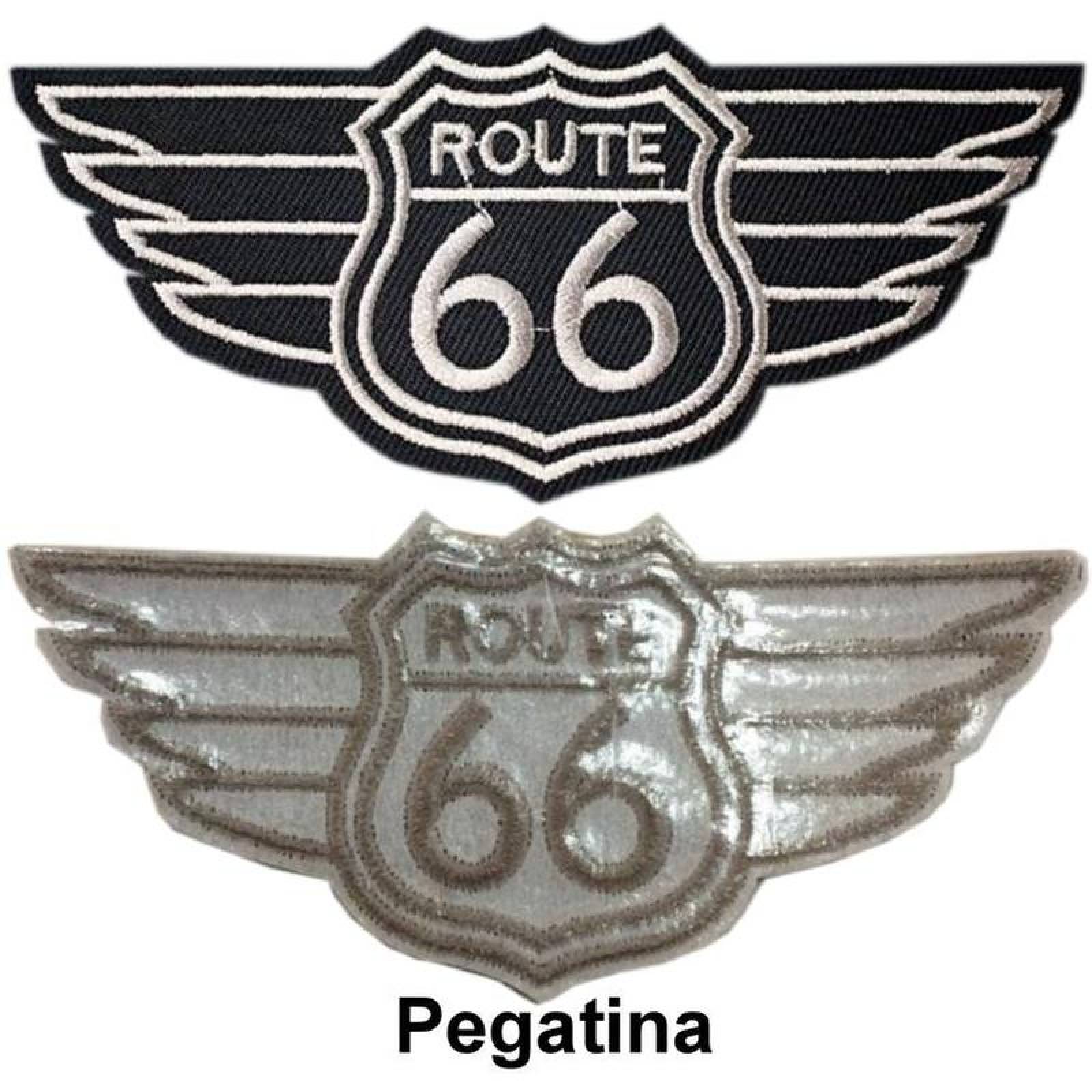 Retro Biker Parche Adhesivo PVC MXOUR-002-2 2 Parches Route66 11x 5cm Negro Motociclista Bordado Adhesivo para Planchar, Route02